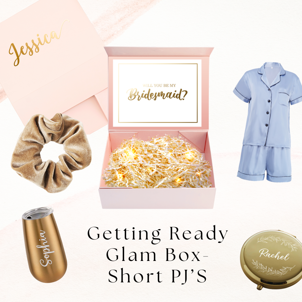 Getting Ready Glam Box - Satin Short Pajamas Set