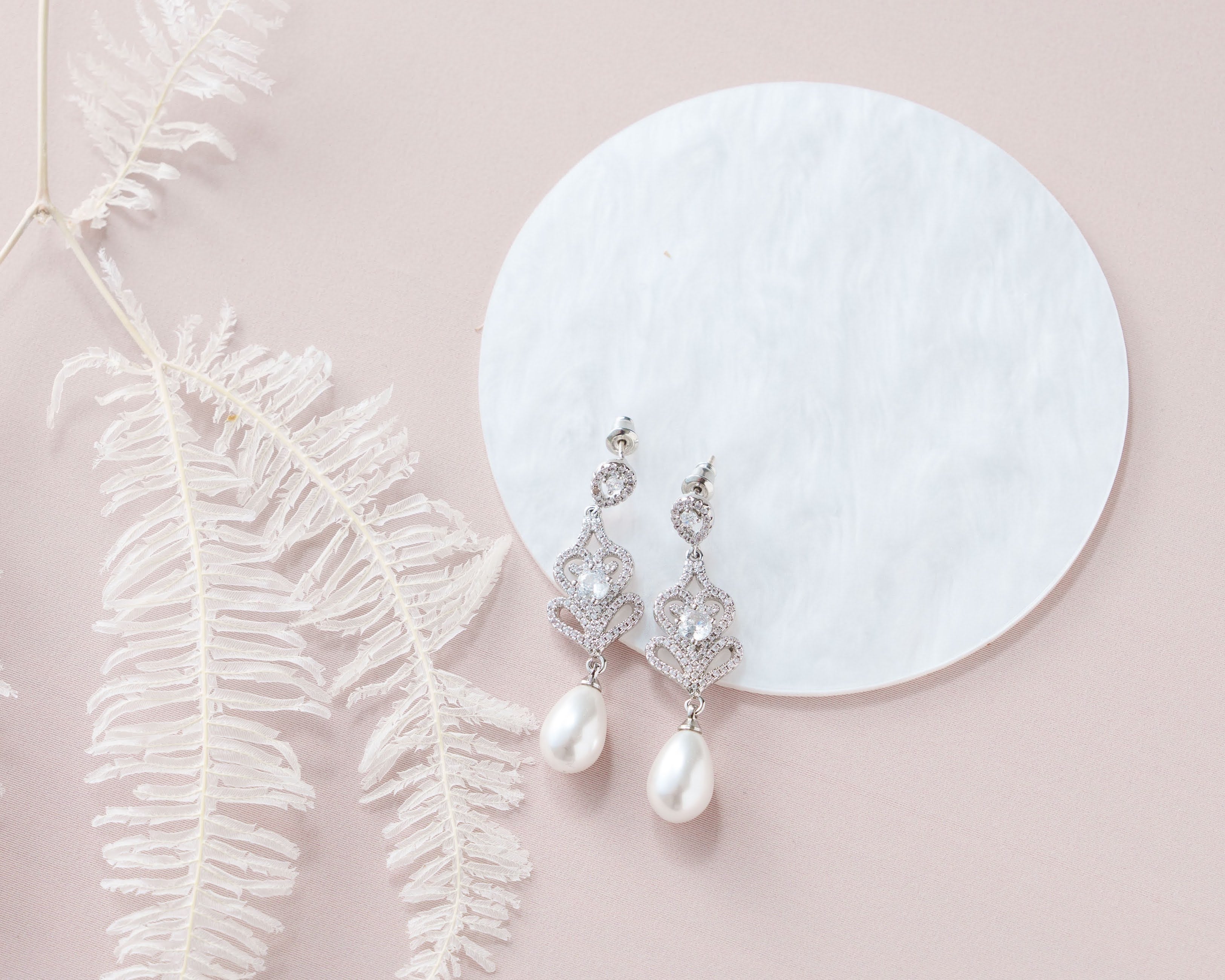 Pearl Drop Wedding Earrings