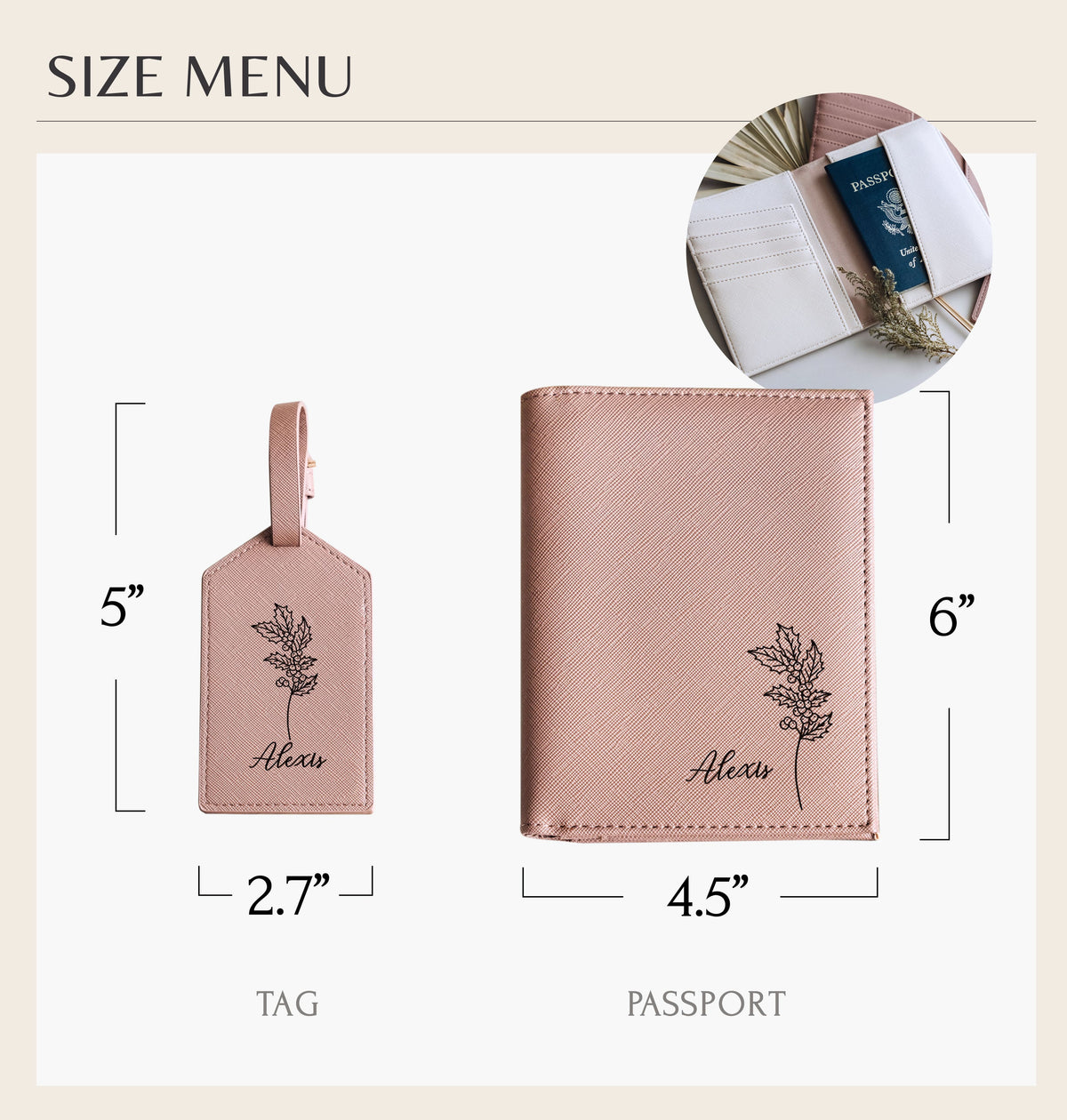 Personalized Birth Flower Passport Holder – photo 4