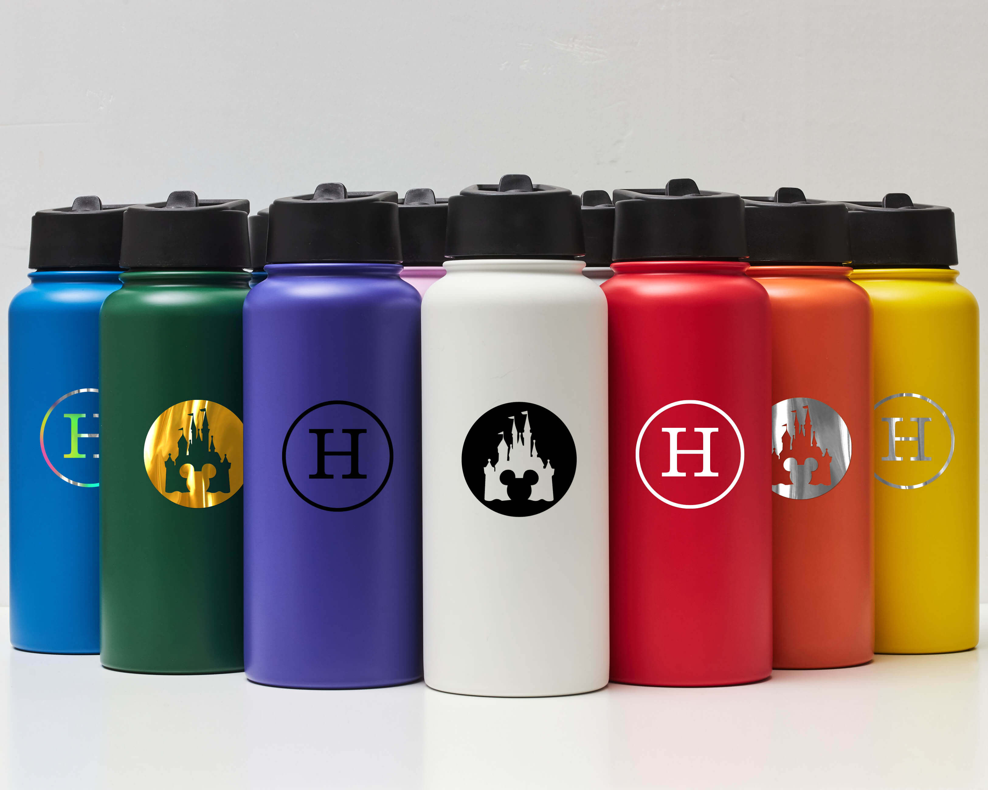 The Customized Insulated Water Bottle features stylish skeleton icon vinyl decal with 6 color options.
