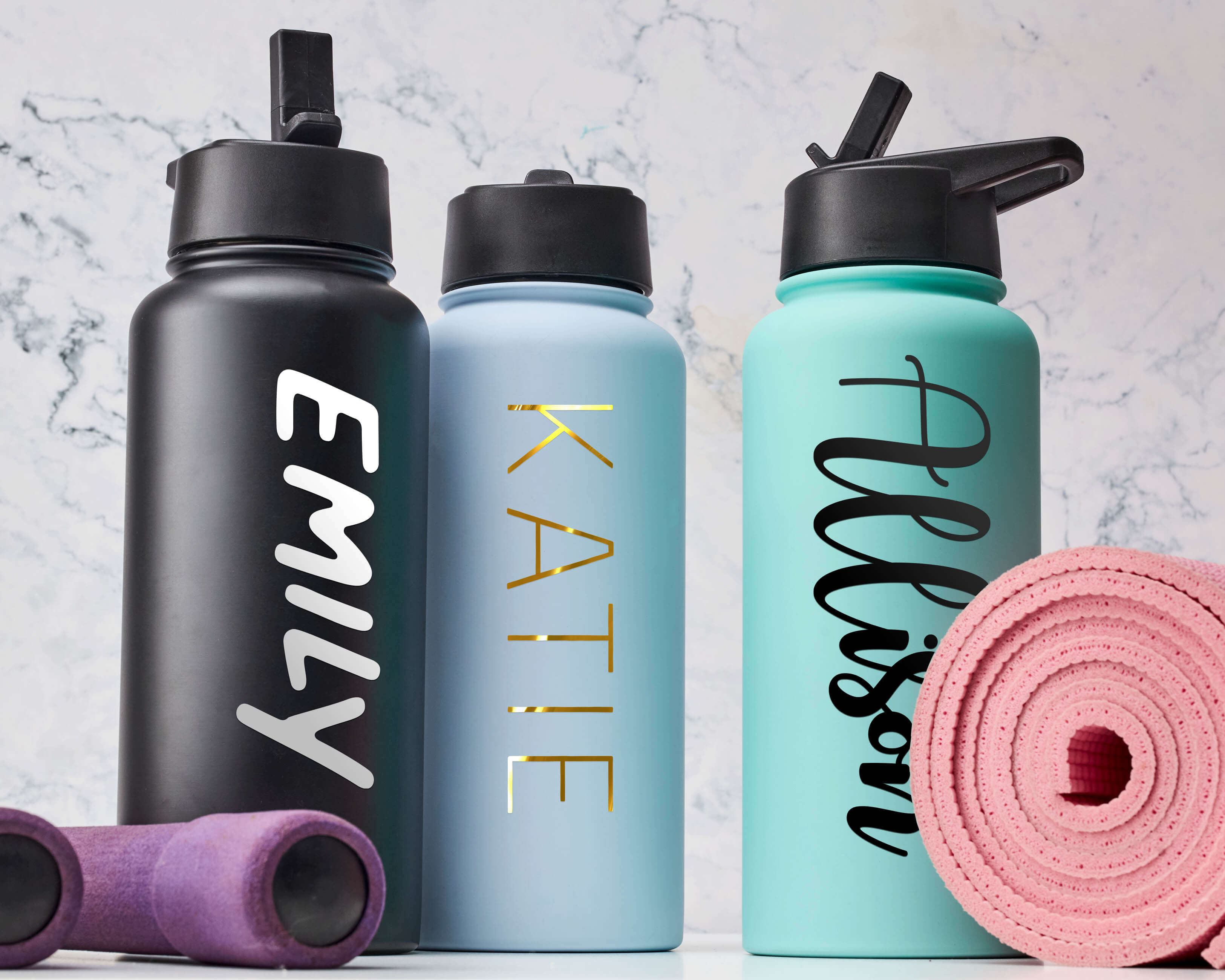 The Customized Insulated Water Bottle features stylish skeleton icon vinyl decal with 6 color options.