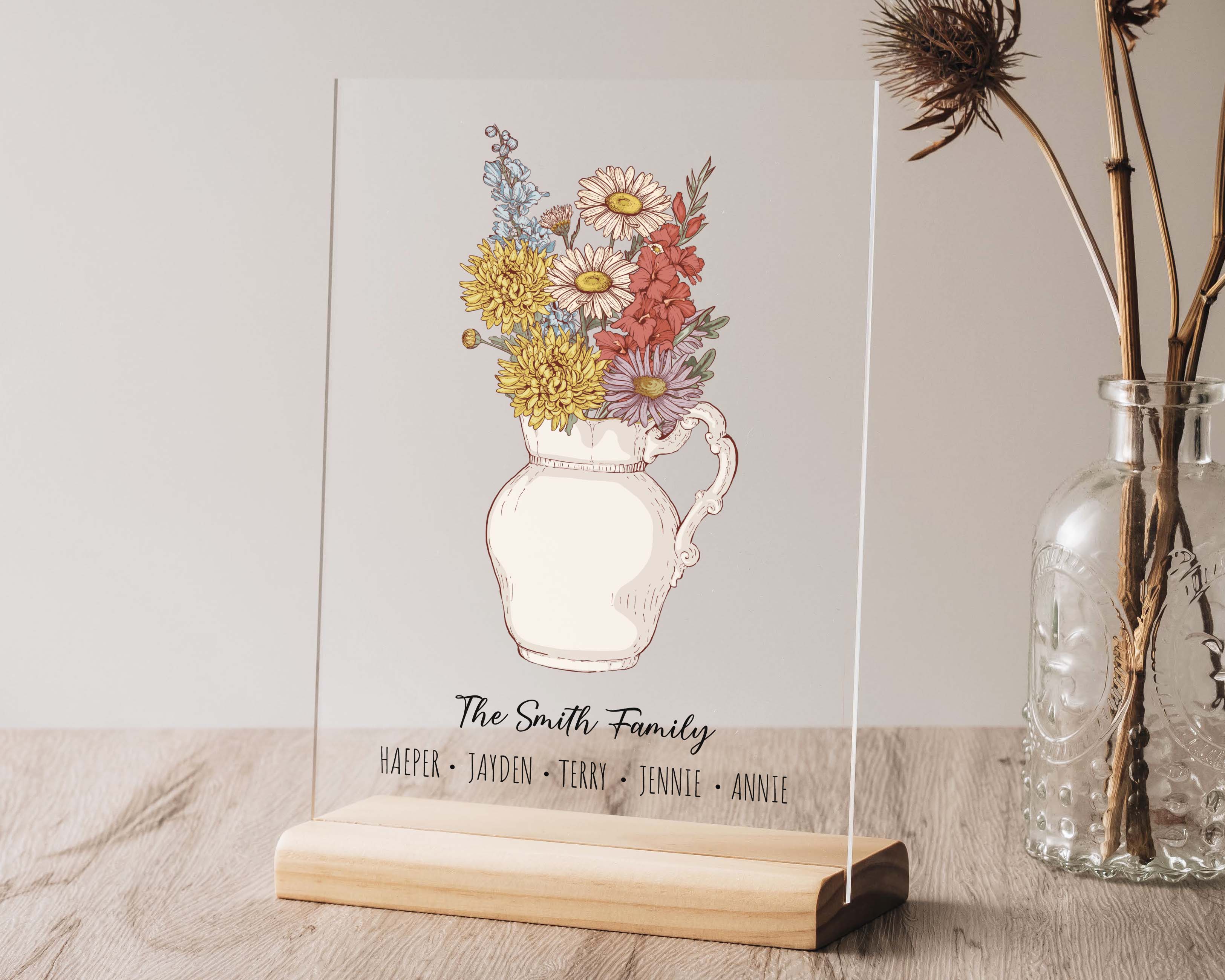 Acrylic Birth Flower Plaque
