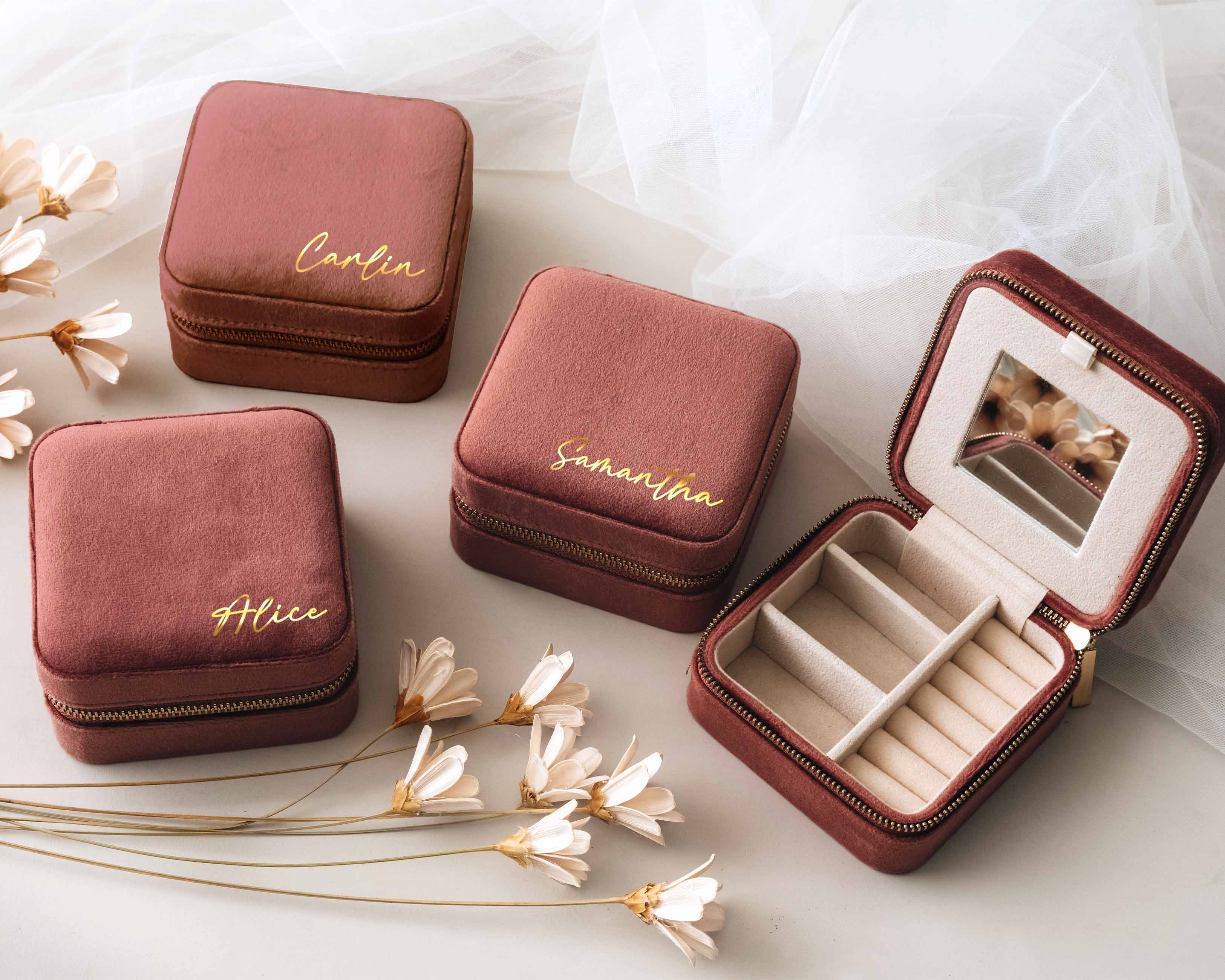 Velvet Travel Jewelry Case | Name Design