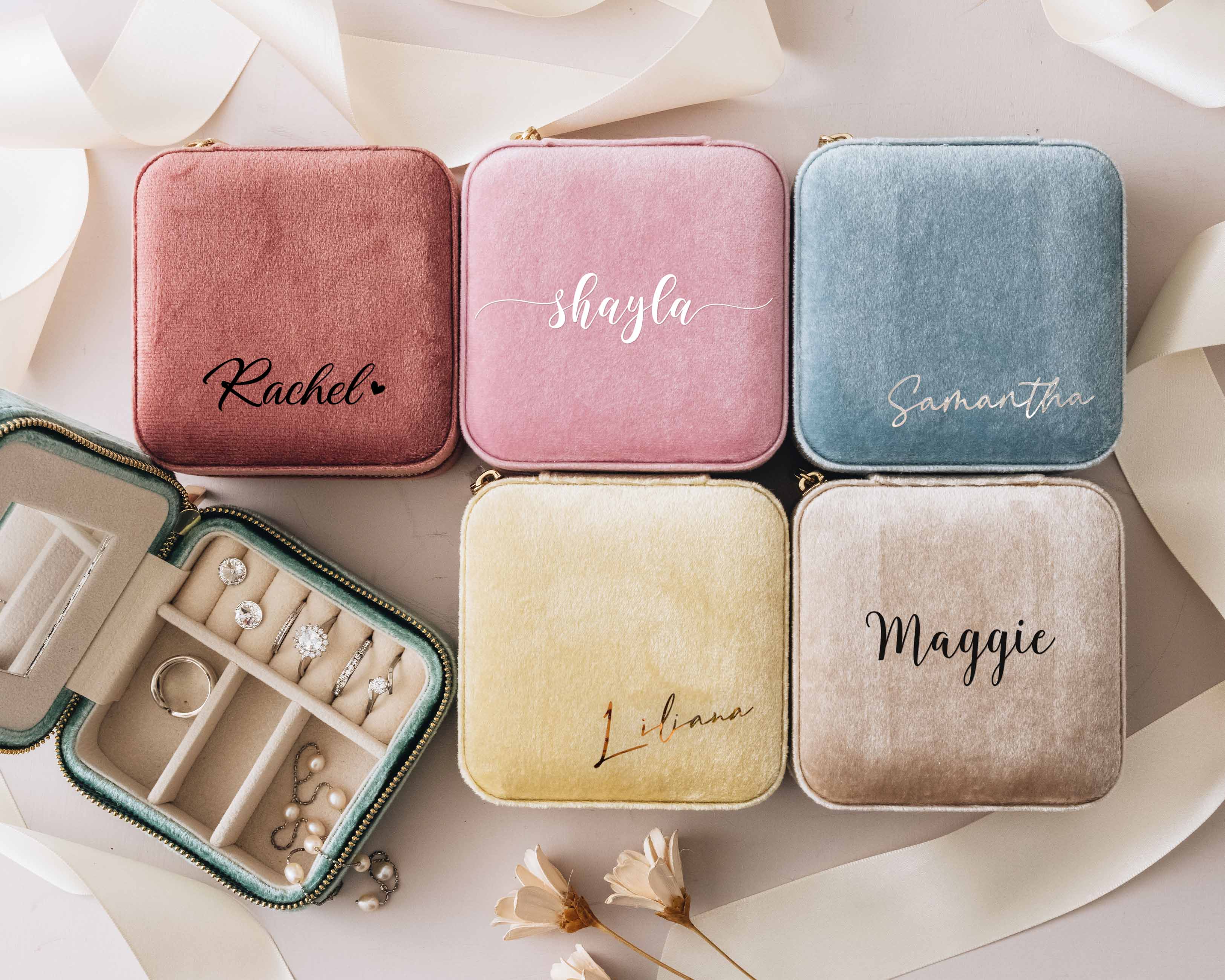 Velvet Travel Jewelry Case | Name Design