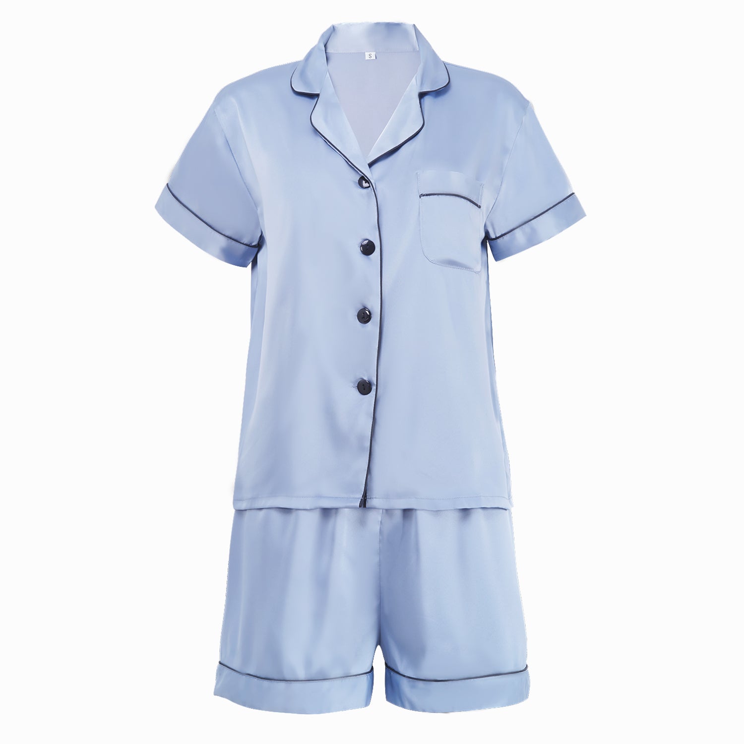 Short Satin Pajamas Set- Front & Back Design