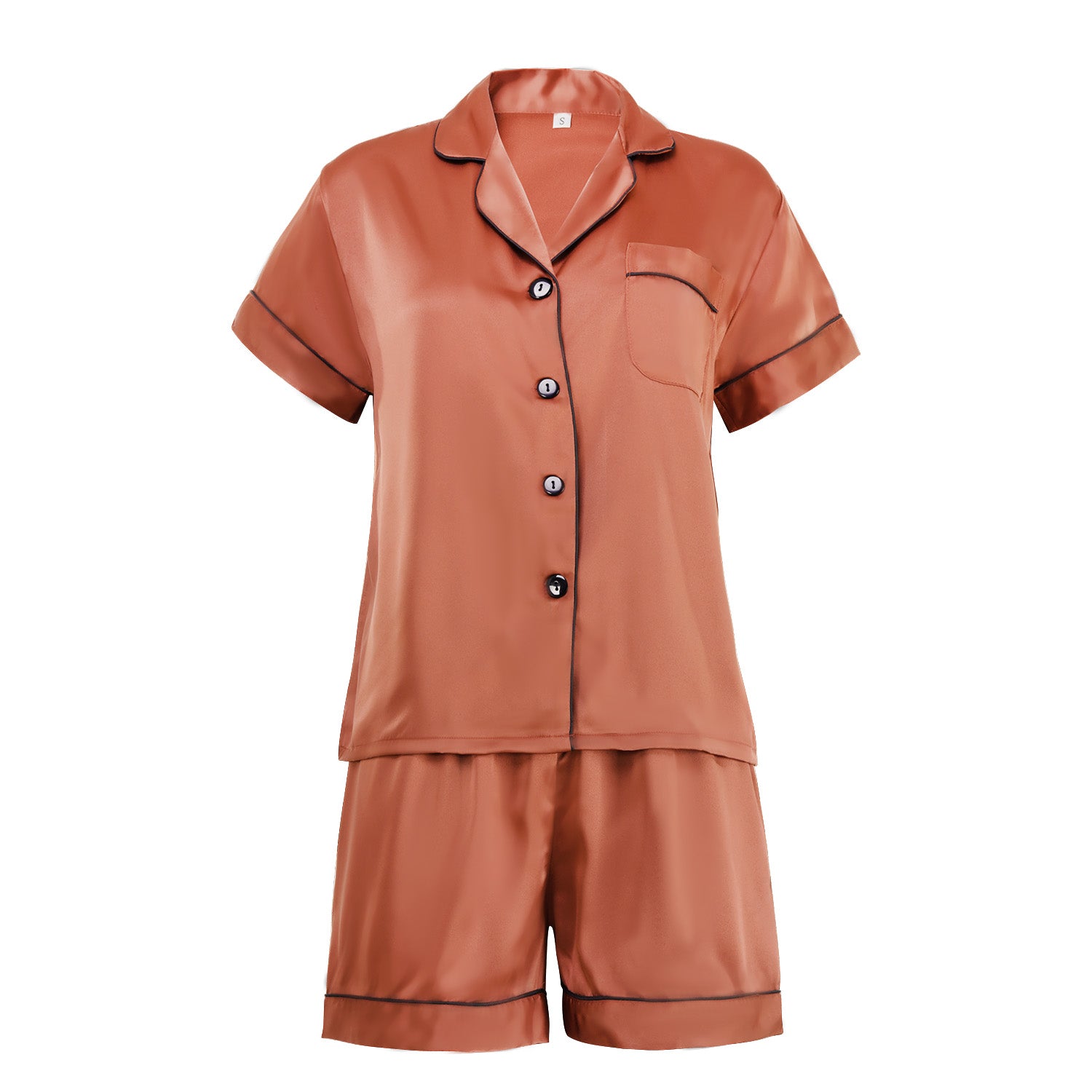 Short Satin Pajamas Set- Front & Back Design