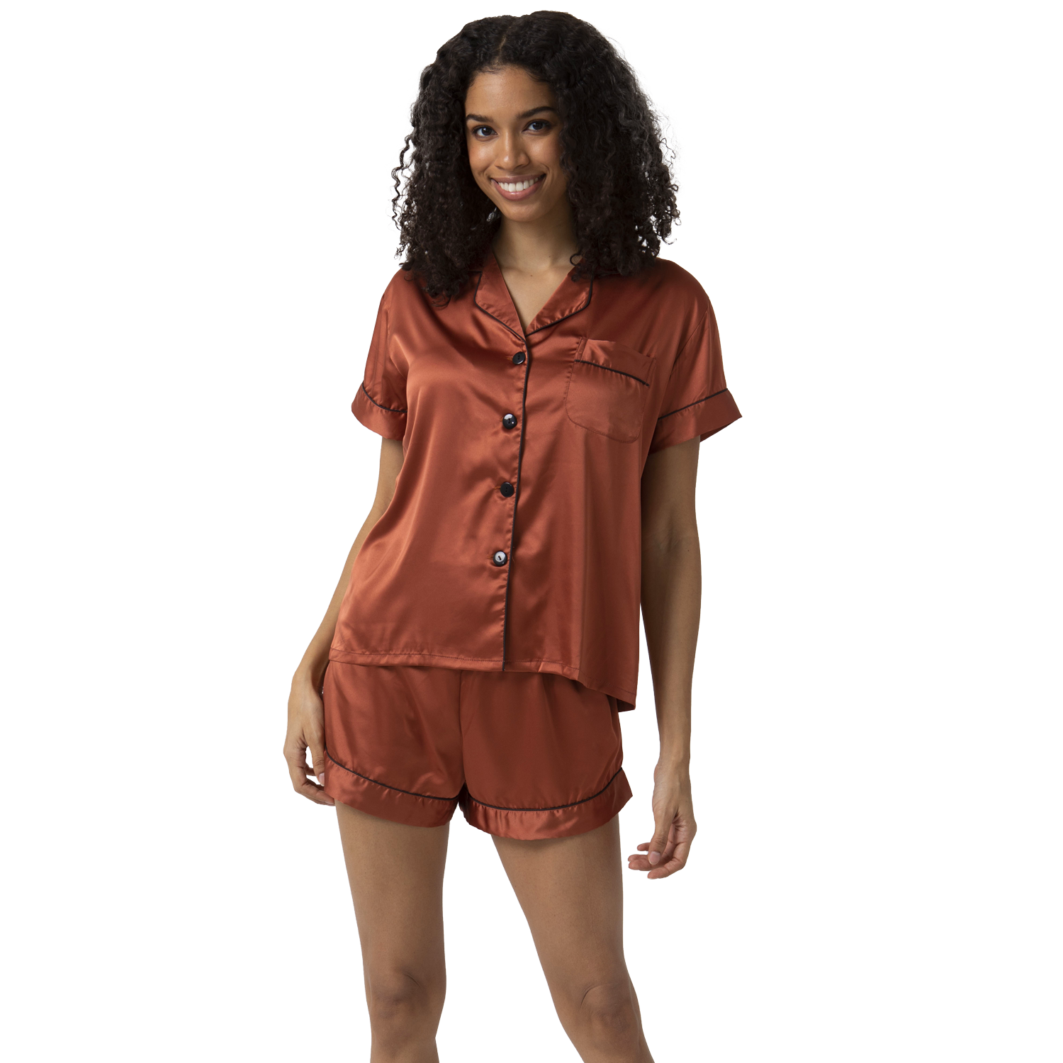 Short Satin Pajamas Set- Front & Back Design