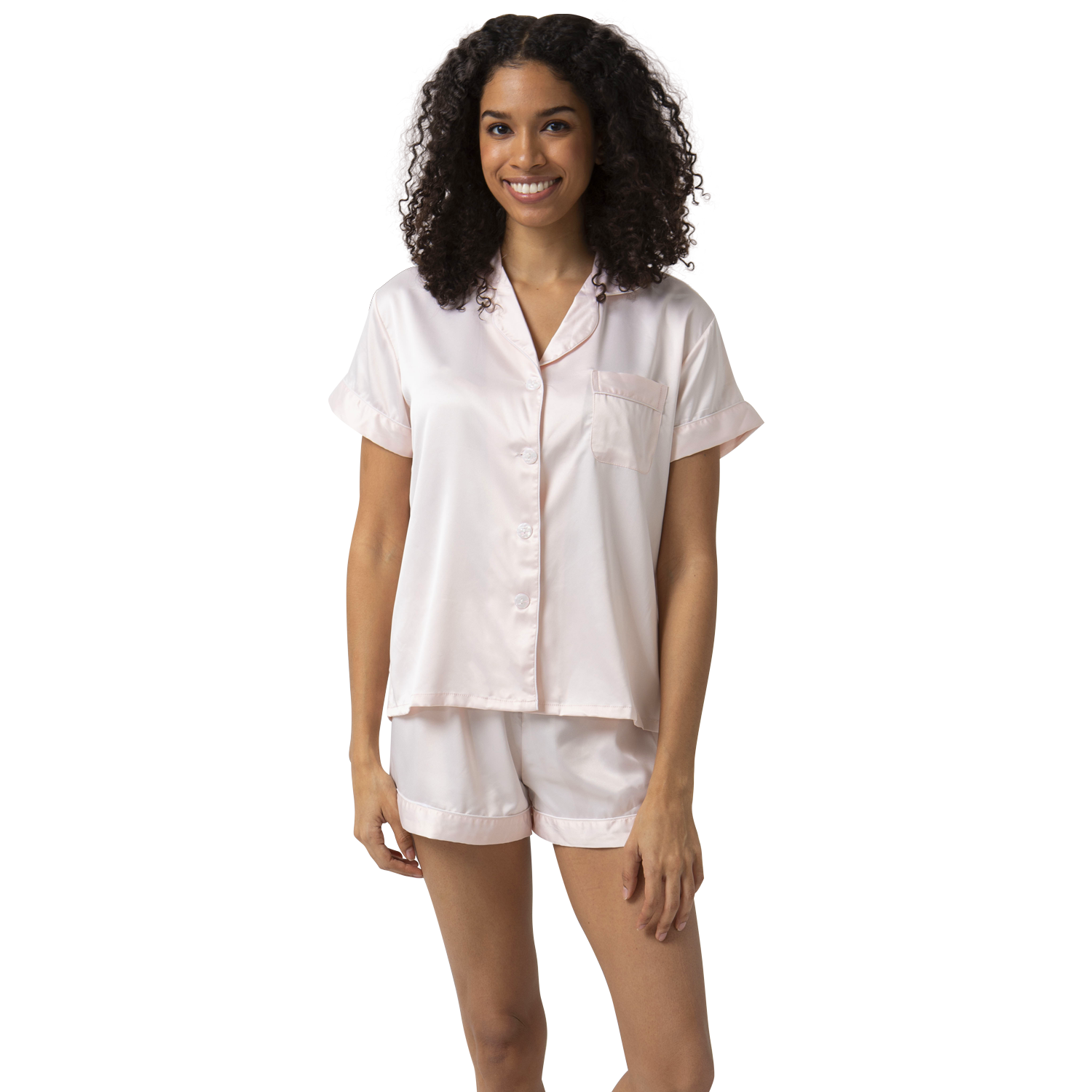 Short Satin Pajamas Set- Front & Back Design