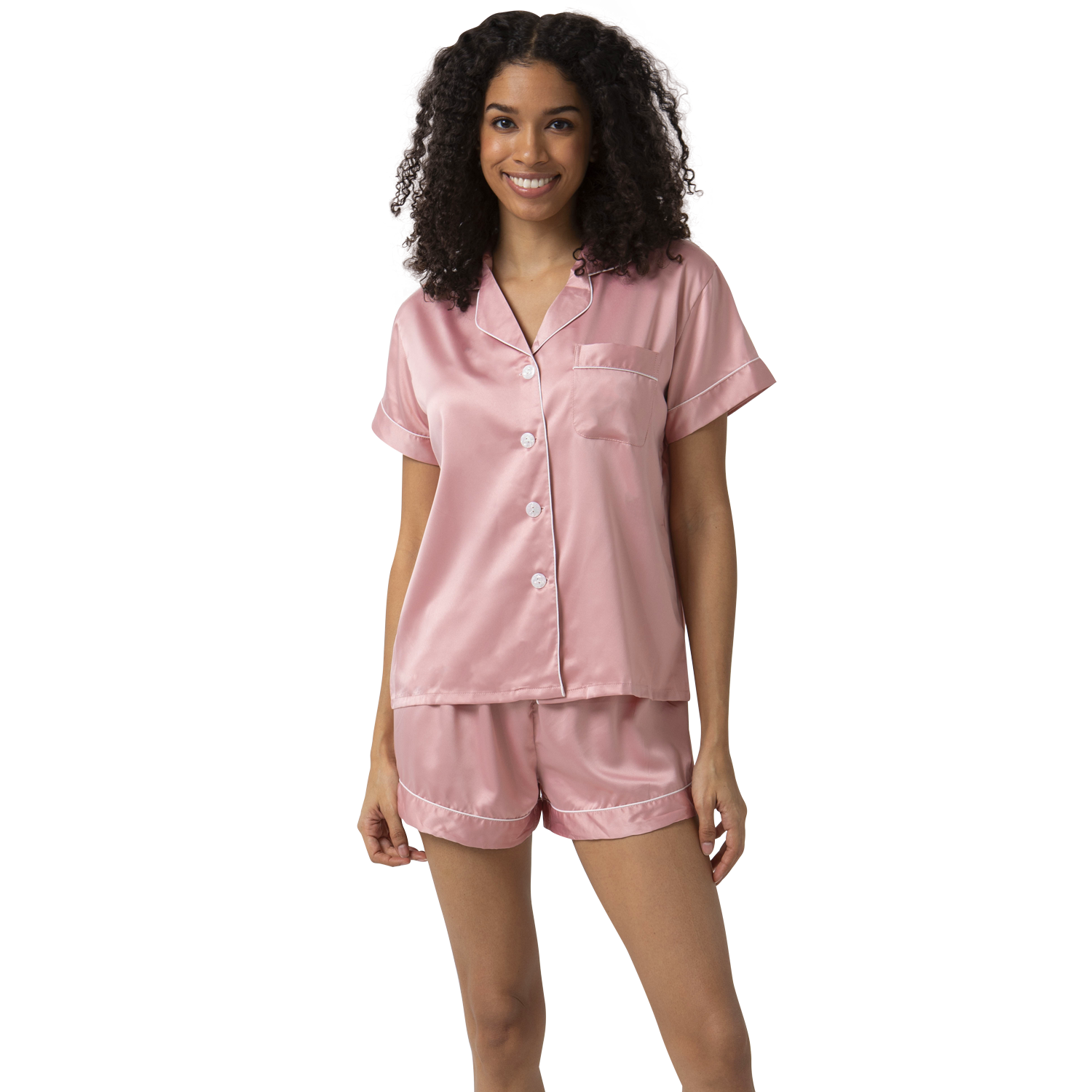 Short Satin Pajamas Set- Front & Back Design