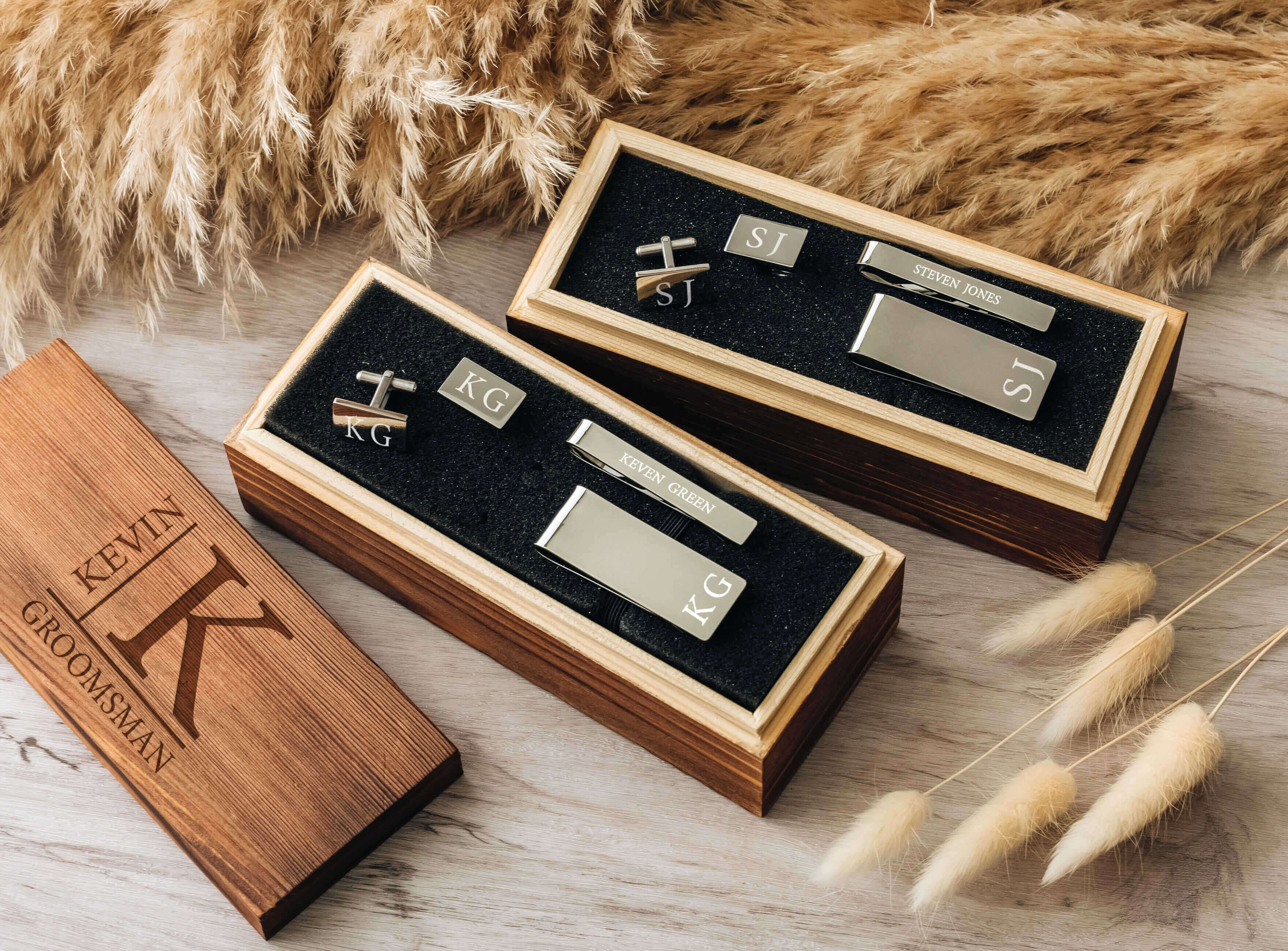 Custom Engraved Cuff Links Money Clip Tie Clip