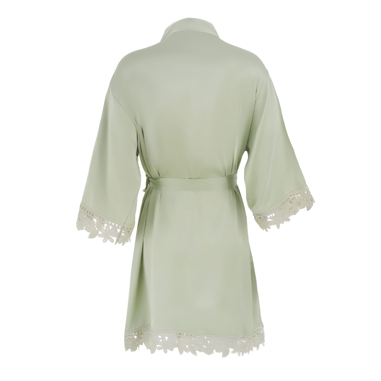 Satin Chunky Lace Bridesmaid Robes - Back Design