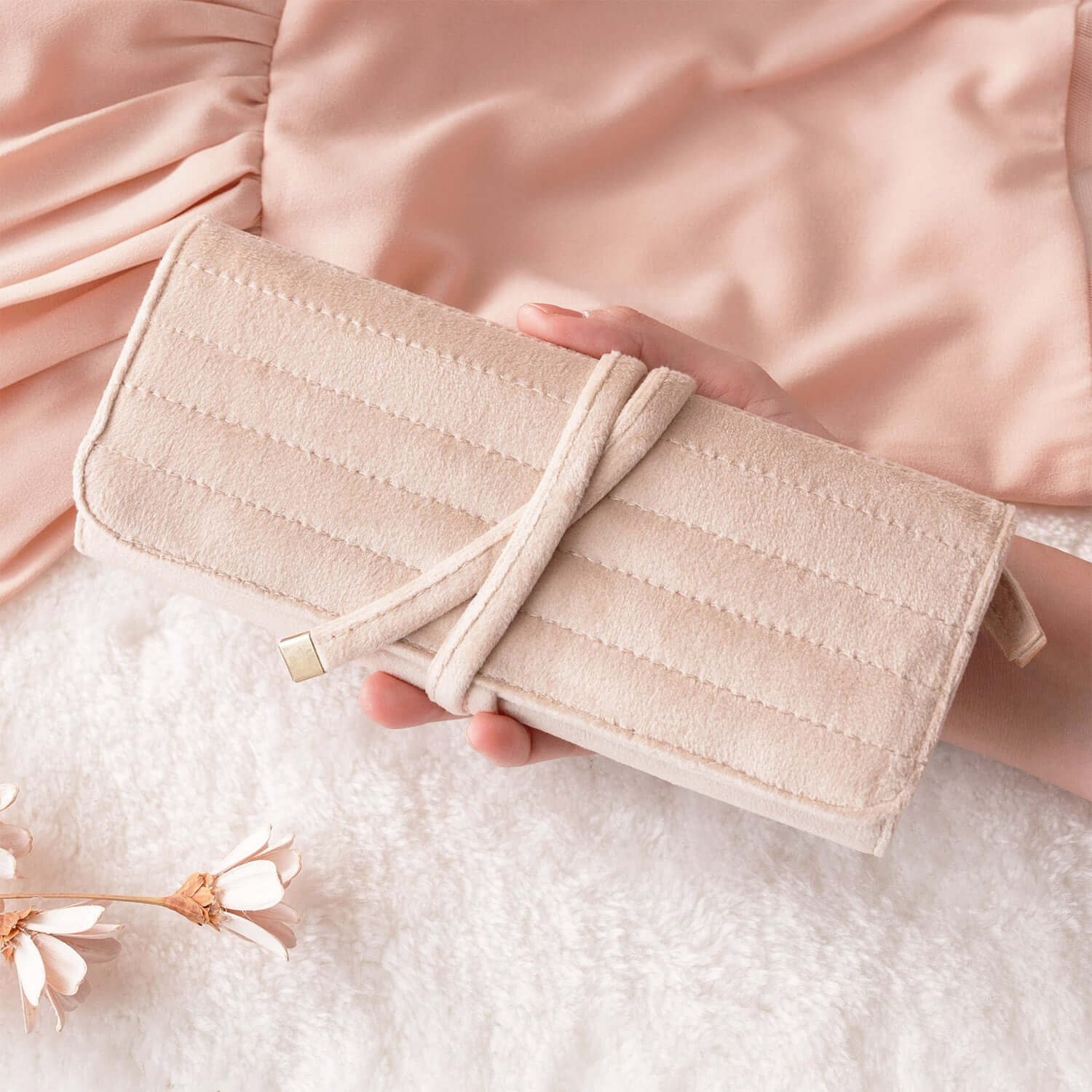 Velvet Jewelry Roll & Scrunchie Set