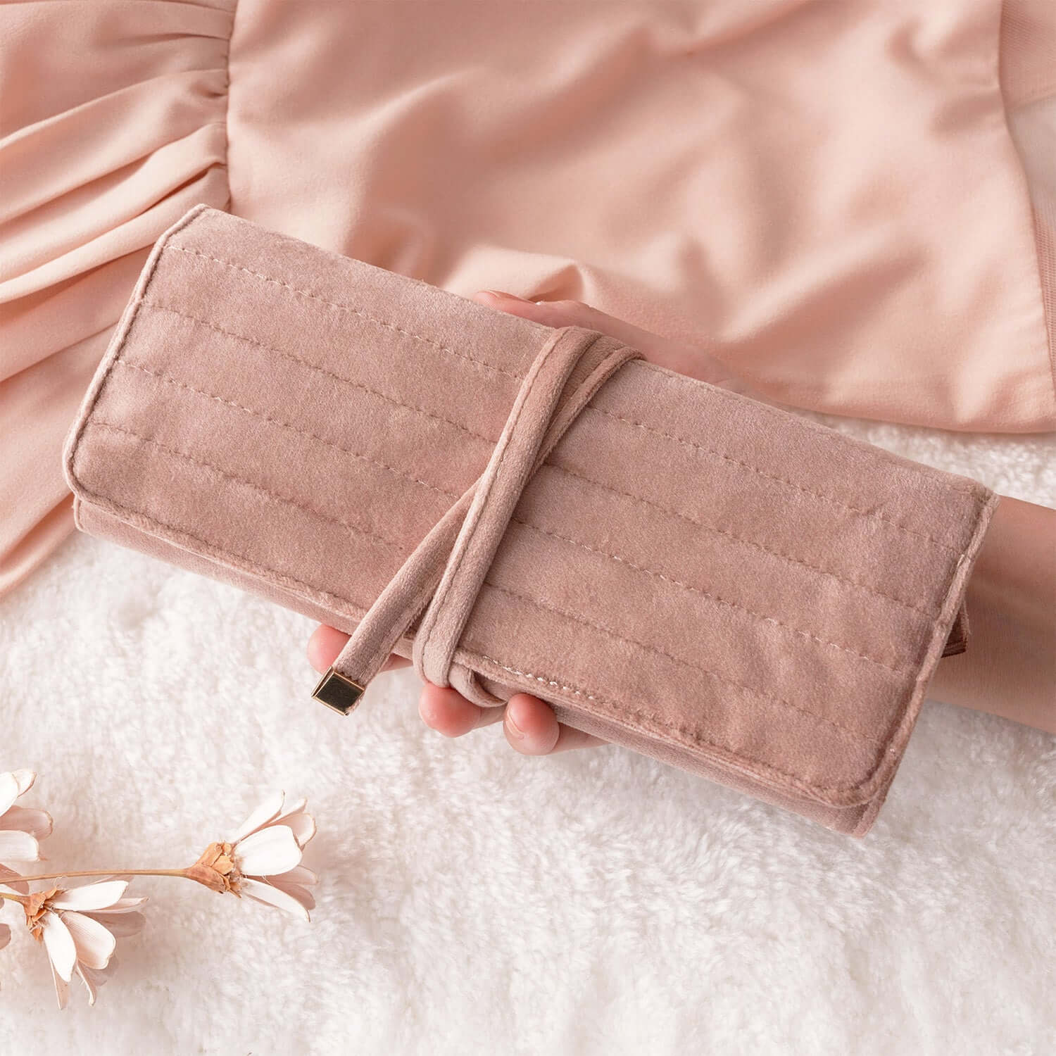 Velvet Jewelry Roll & Scrunchie Set