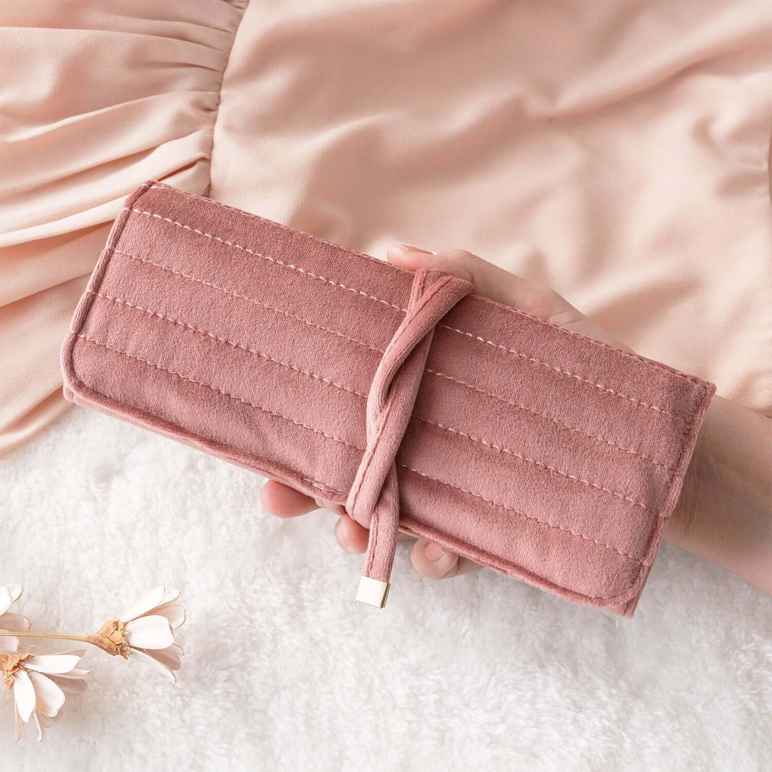 Velvet Jewelry Roll & Scrunchie Set