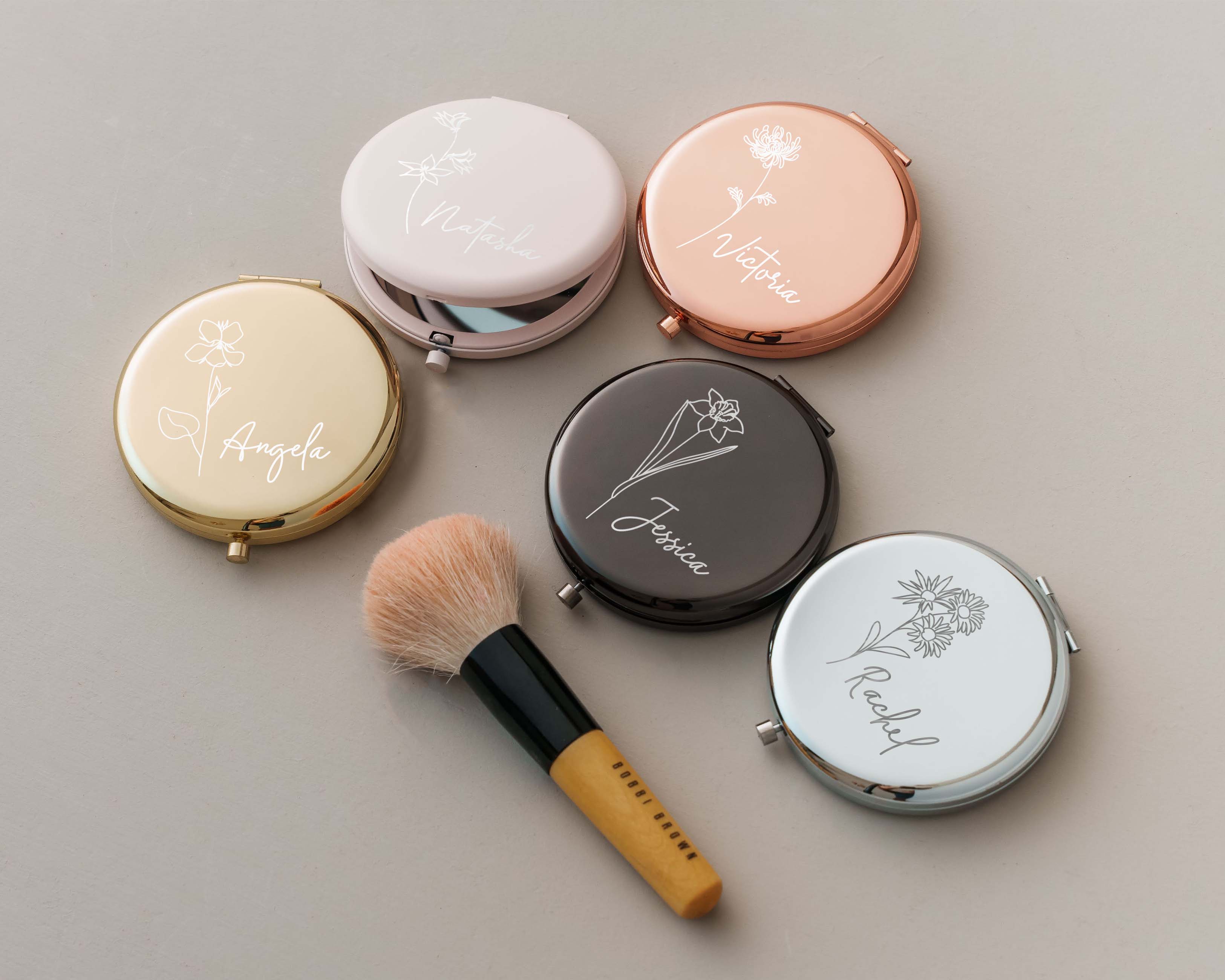 Birth Flower Compact Mirror with Gift Box