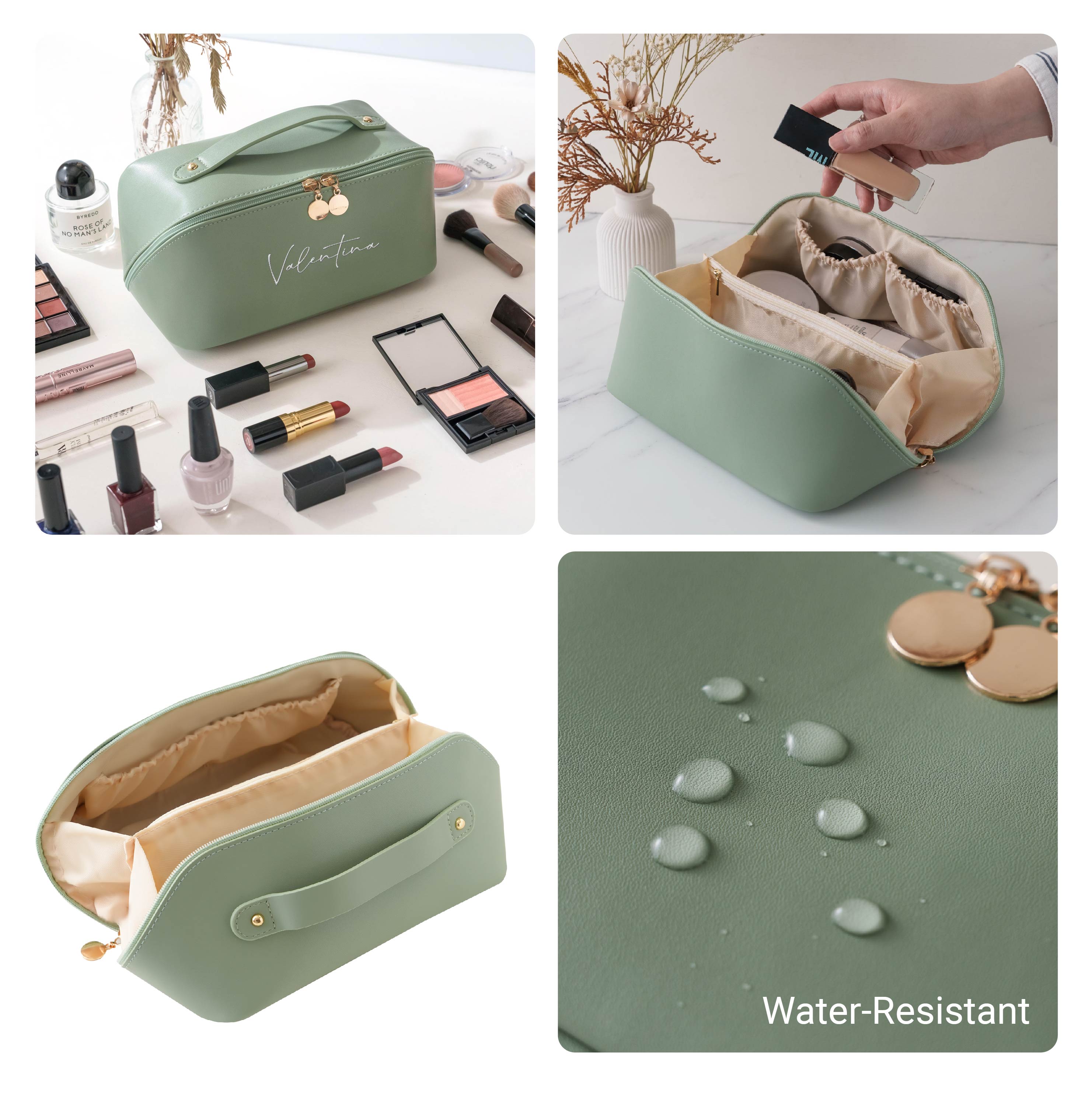 Leather Embroidered Makeup Bag