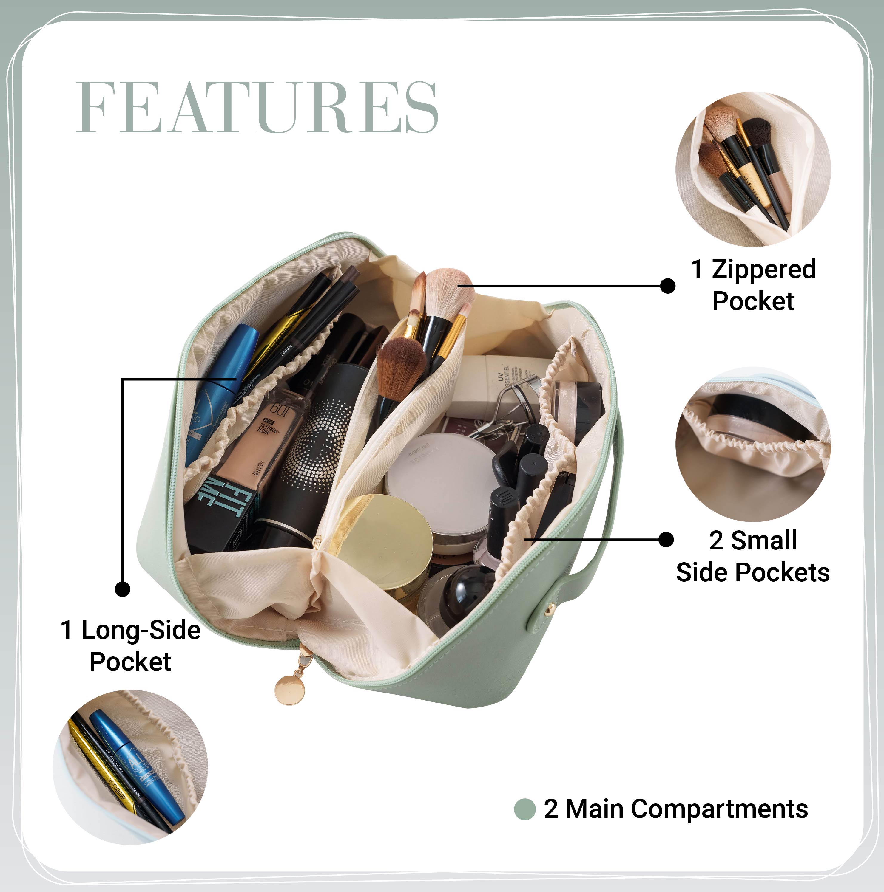 Leather Embroidered Makeup Bag