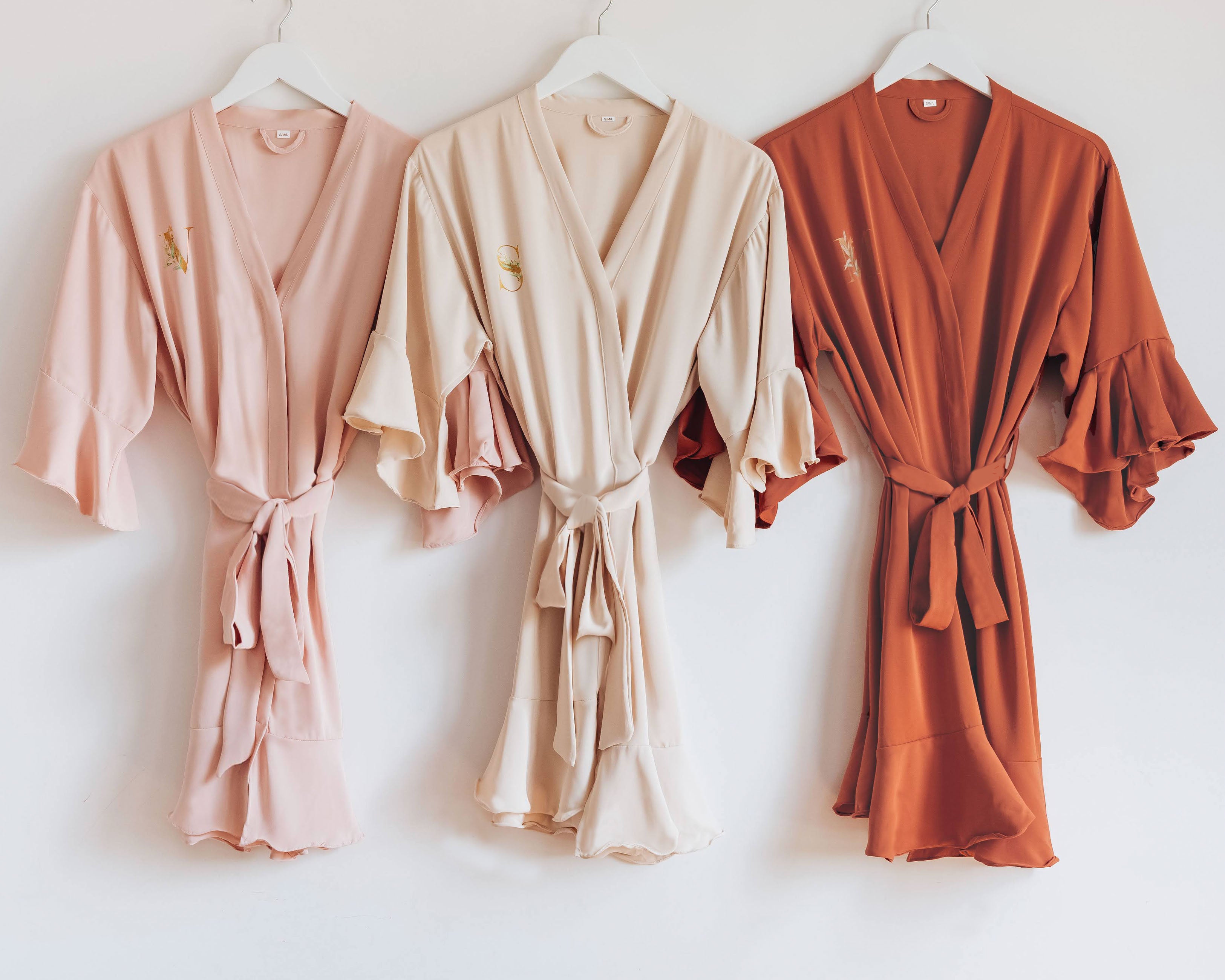 Monogrammed Flower Letter Ruffle Party Robes - Plus