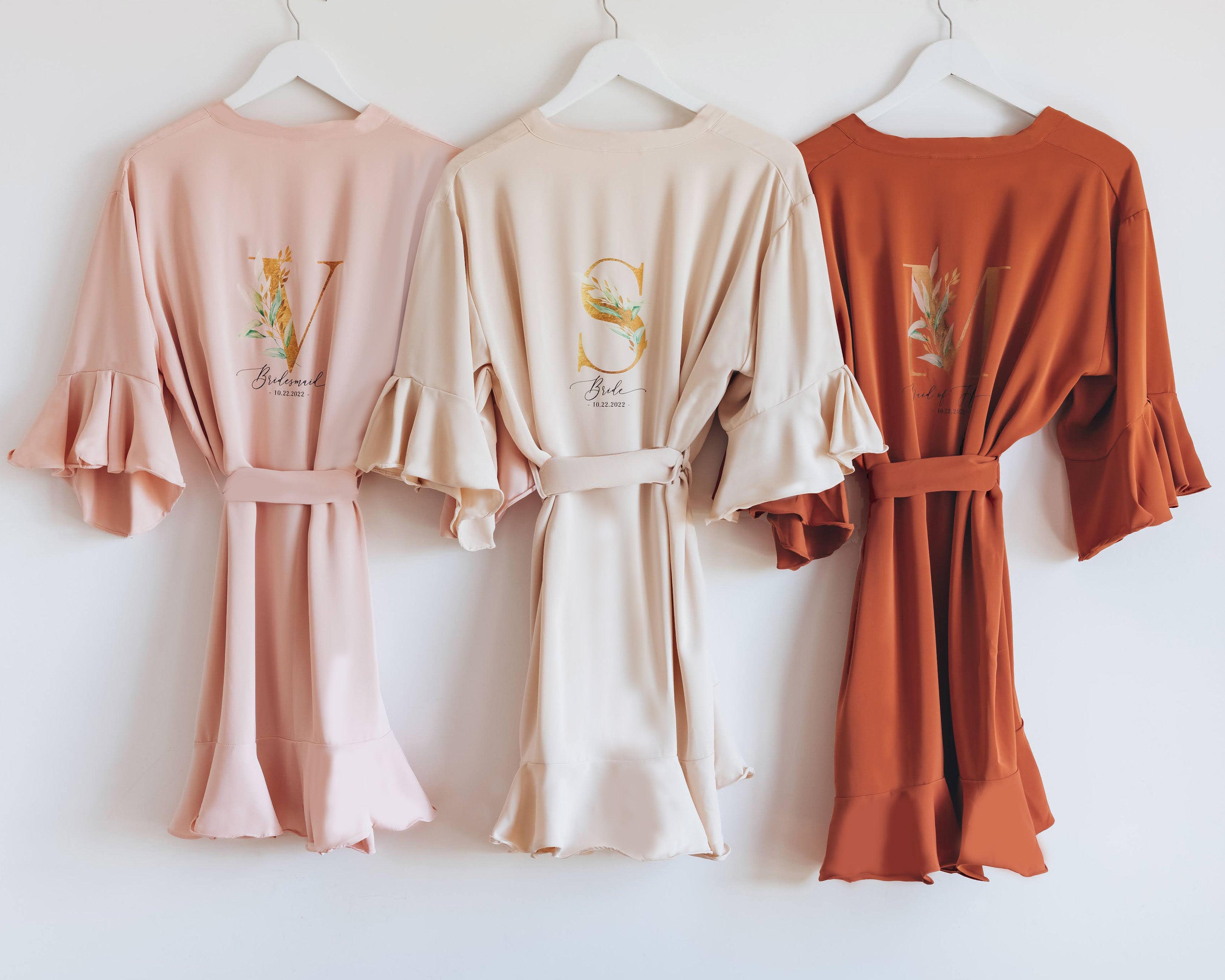 Monogrammed Flower Letter Ruffle Party Robes - Plus