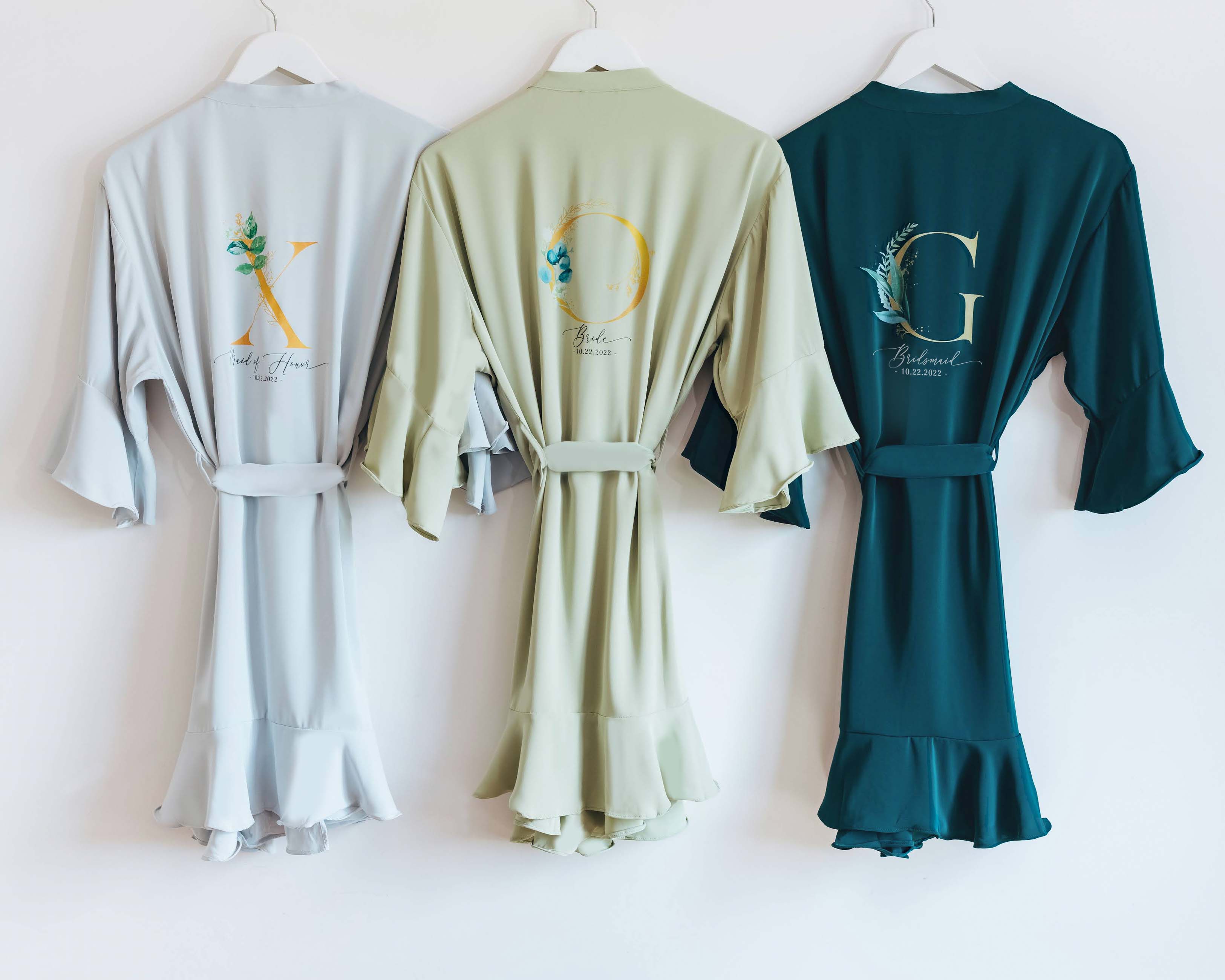 Monogrammed Flower Letter Ruffle Party Robes - Plus