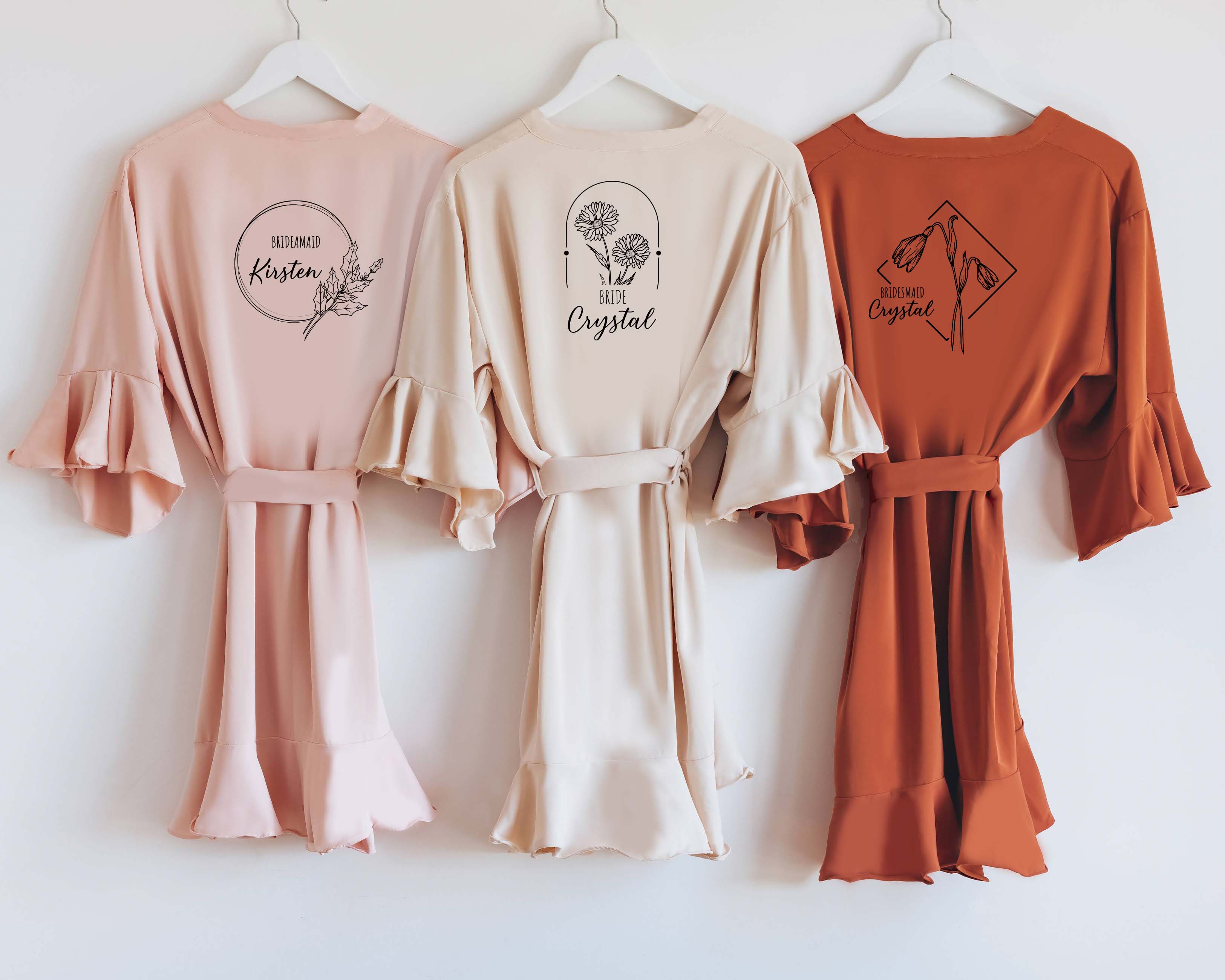 Birth Flower Ruffle Party Robes - Plus