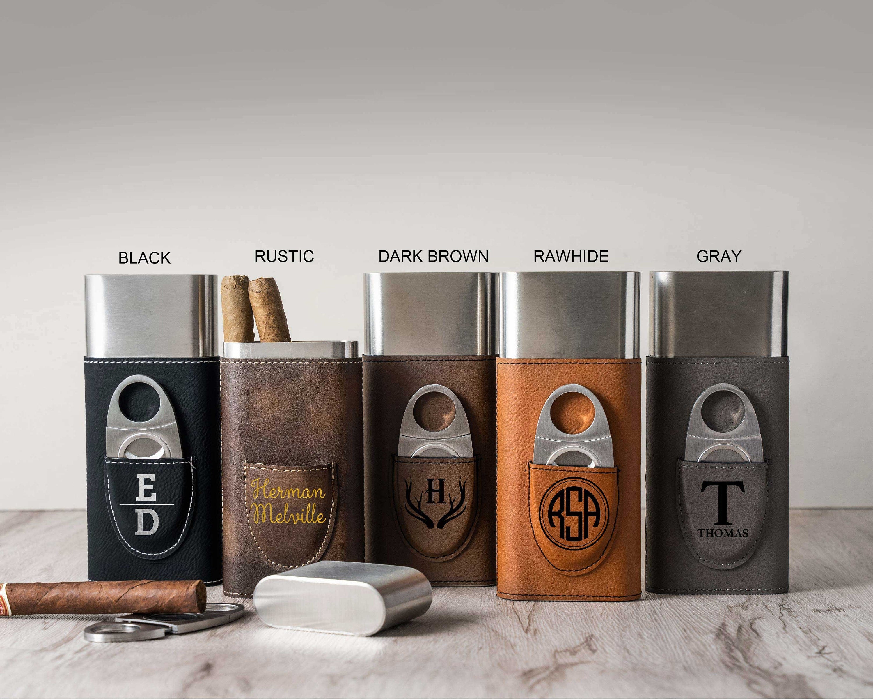 Personalized Cigar Case,Mens Christmas Gift, Groomsmen Gifts, Custom Engraved Cigar Holder, Cigar Travel Case, Leather Cigar Holder