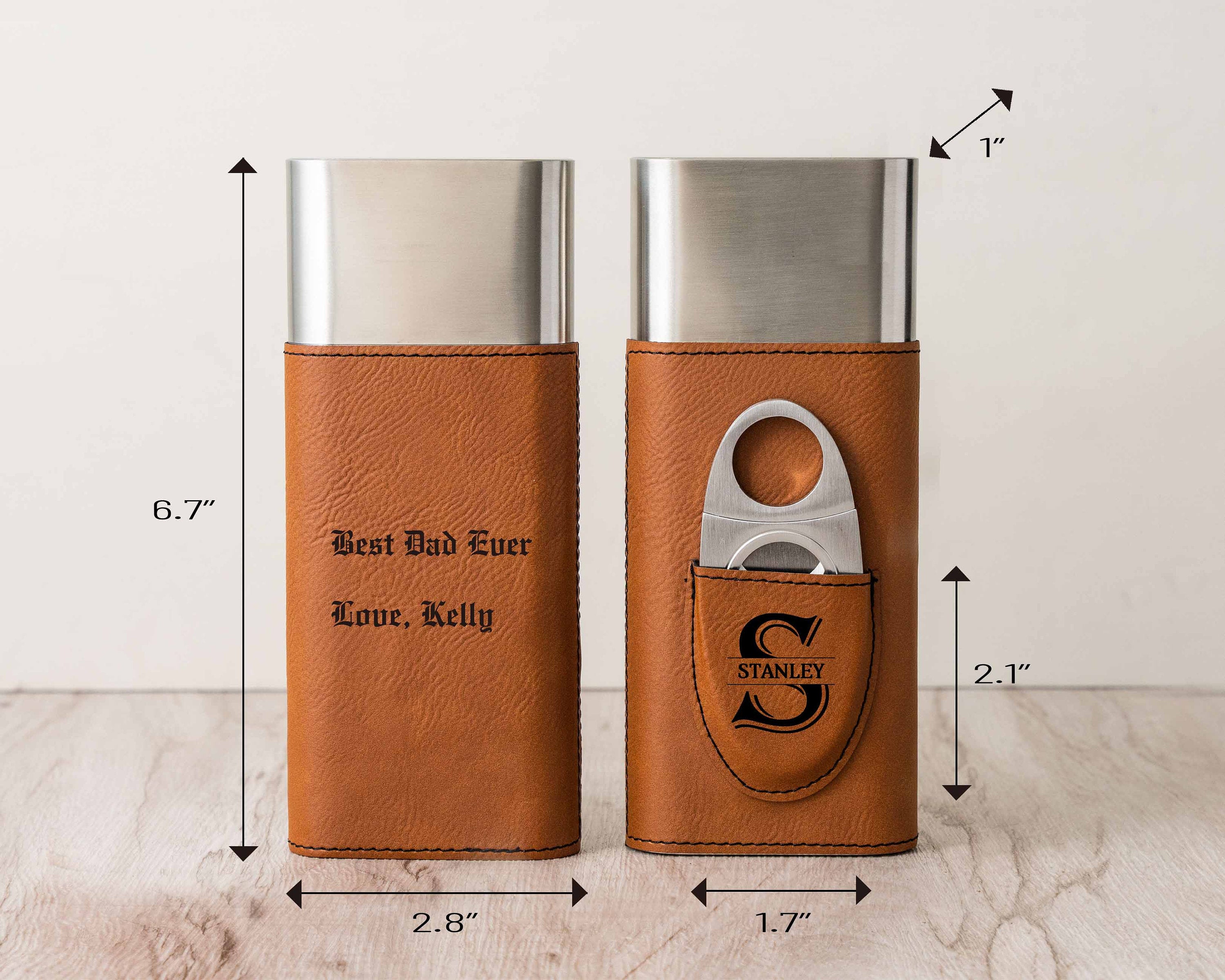 Personalized Cigar Case,Mens Christmas Gift, Groomsmen Gifts, Custom Engraved Cigar Holder, Cigar Travel Case, Leather Cigar Holder