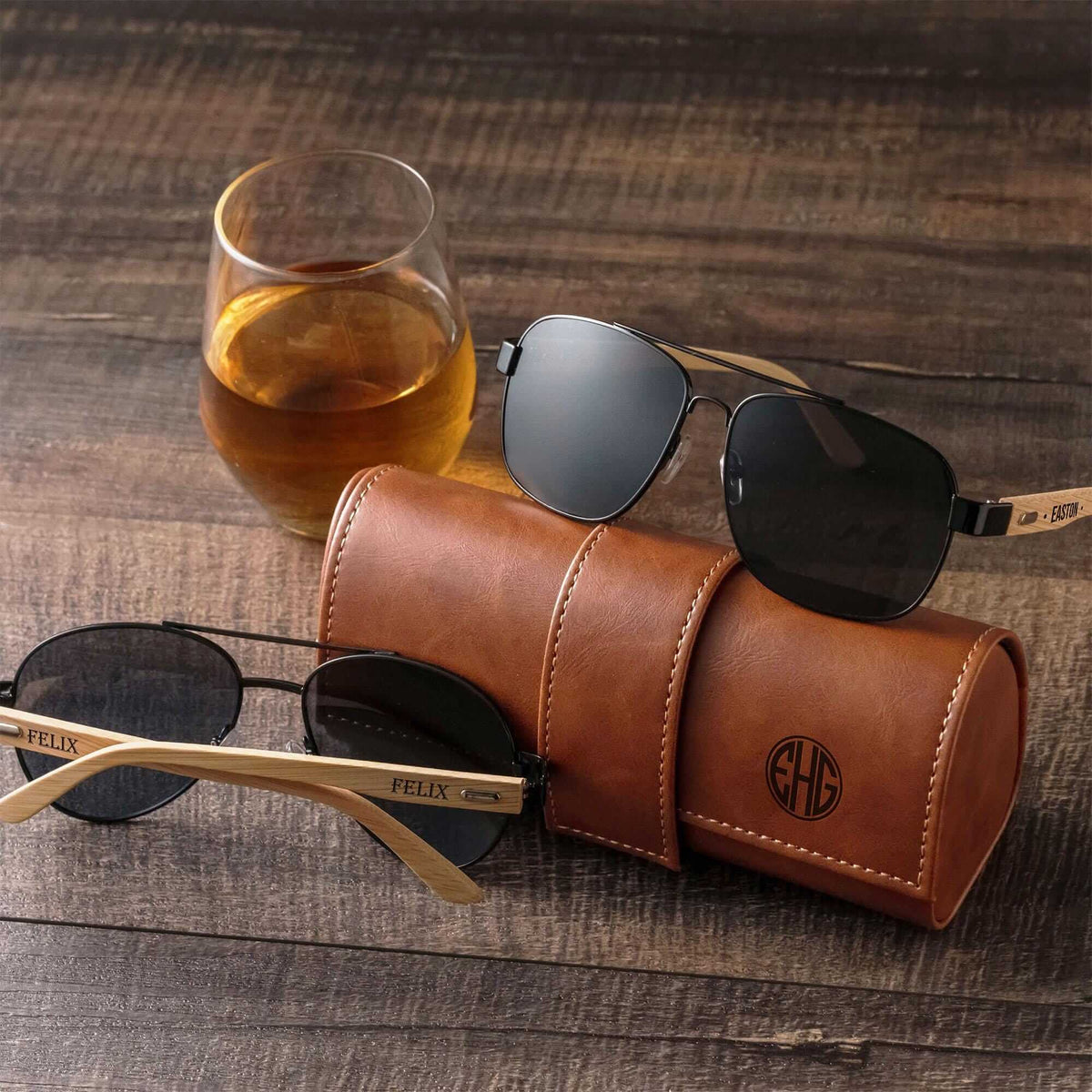 Engraved Mens Gift Sunglasses with Leather Box display picture 2