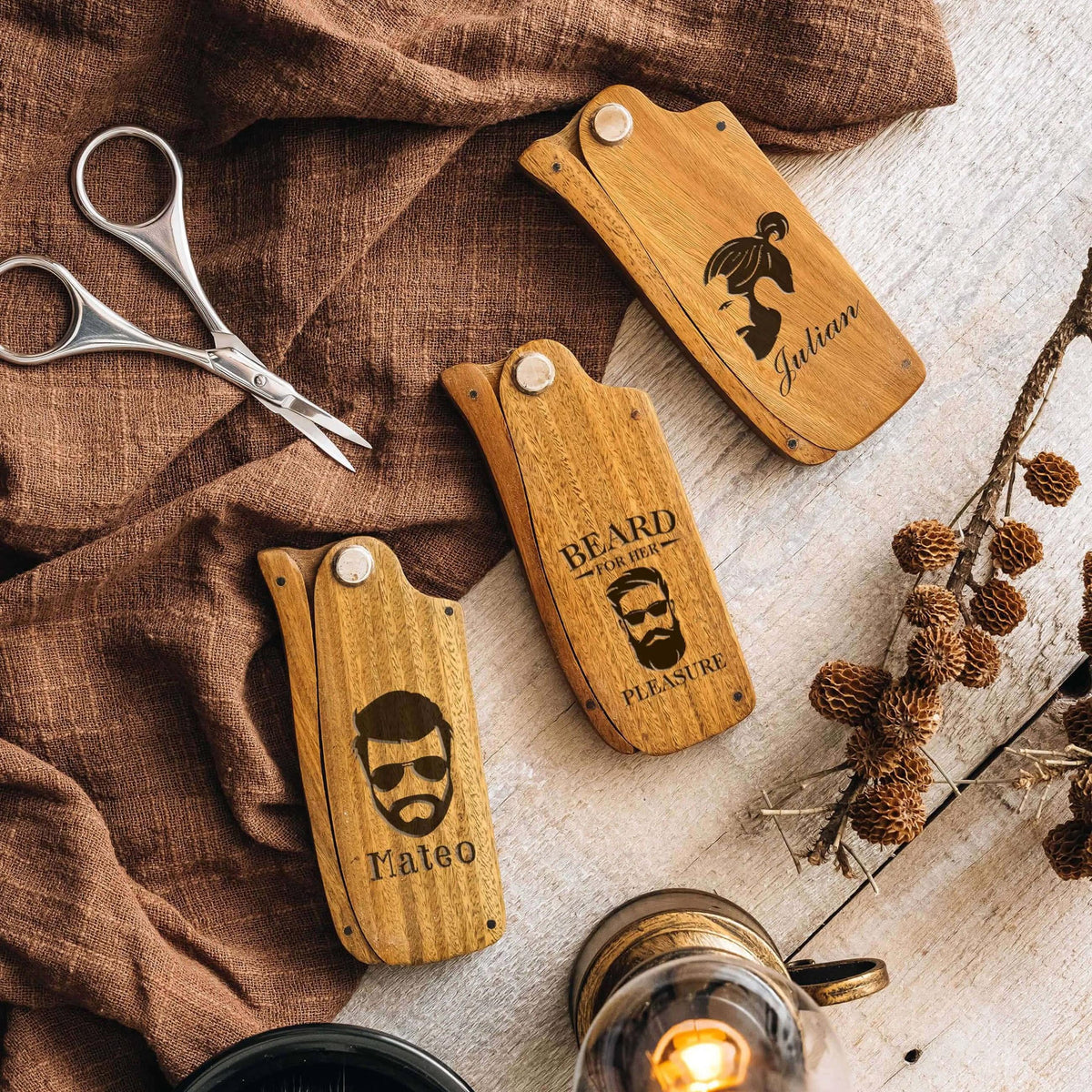 Personalized Gifts for Him, Wood Beard Comb, Custom Mustache Gifts for Bearded Men, Christmas Gifts, Holiday Gifts, Birthday Gift, Gifts for Husband, ,Gifts for Dad