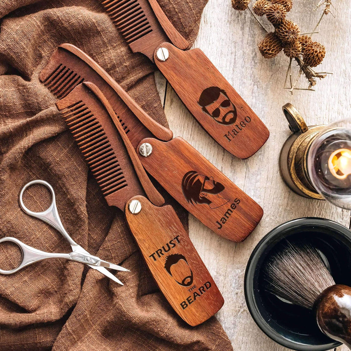Personalized Gifts for Him, Wood Beard Comb, Custom Mustache Gifts for Bearded Men, Christmas Gifts, Holiday Gifts, Birthday Gift, Gifts for Husband, ,Gifts for Dad