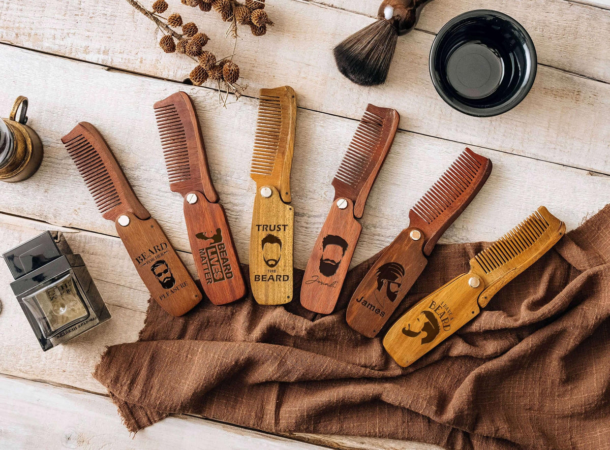 Personalized Gifts for Him, Wood Beard Comb, Custom Mustache Gifts for Bearded Men, Christmas Gifts, Holiday Gifts, Birthday Gift, Gifts for Husband, ,Gifts for Dad