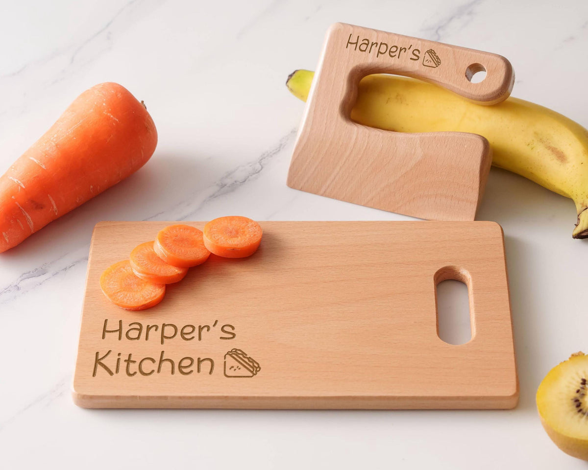 Personalized Wooden Kids Knife and Cutting Board — product view 10