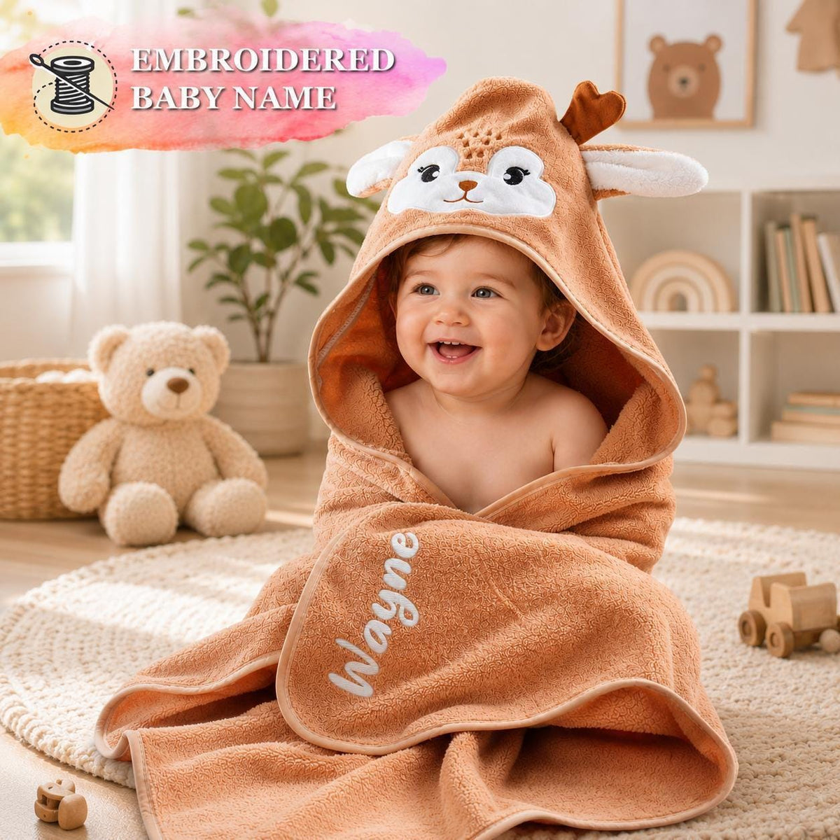 Personalized Animal Hooded Baby Towel — product detail 1