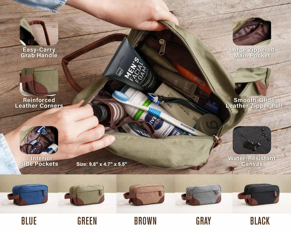 Personalized Canvas and Leather Toiletry Bag — product detail 5