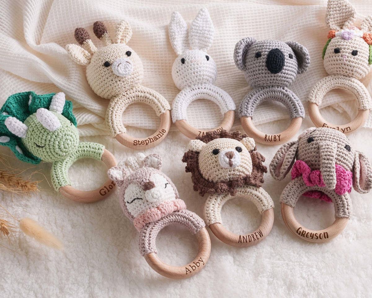 Personalized Crochet Animal Baby Rattle — product view 8