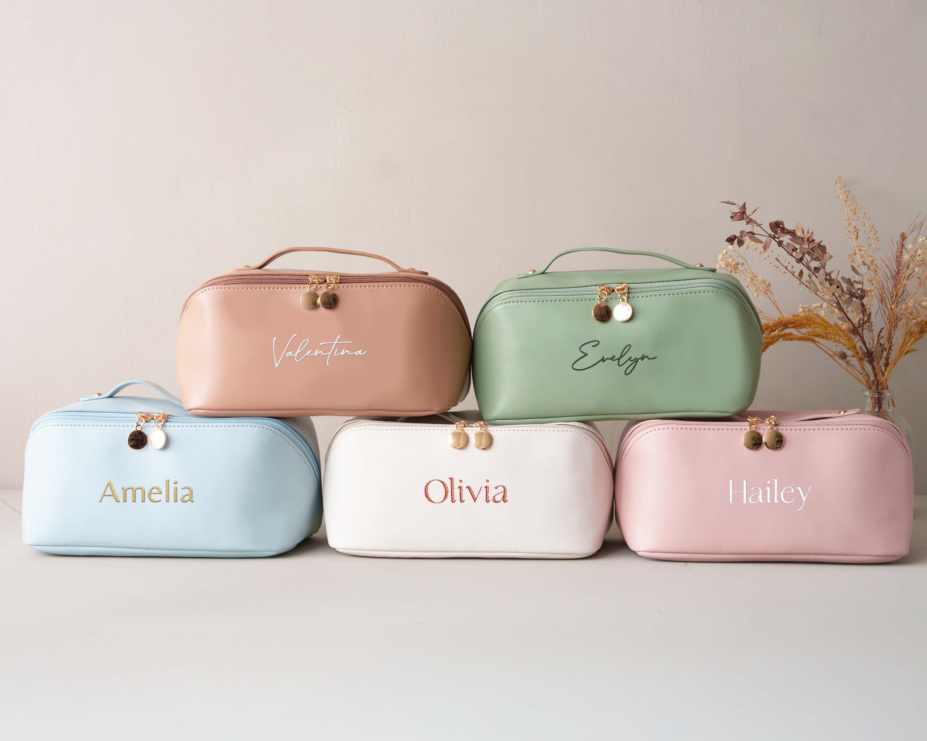 Leather Embroidered Makeup Bag