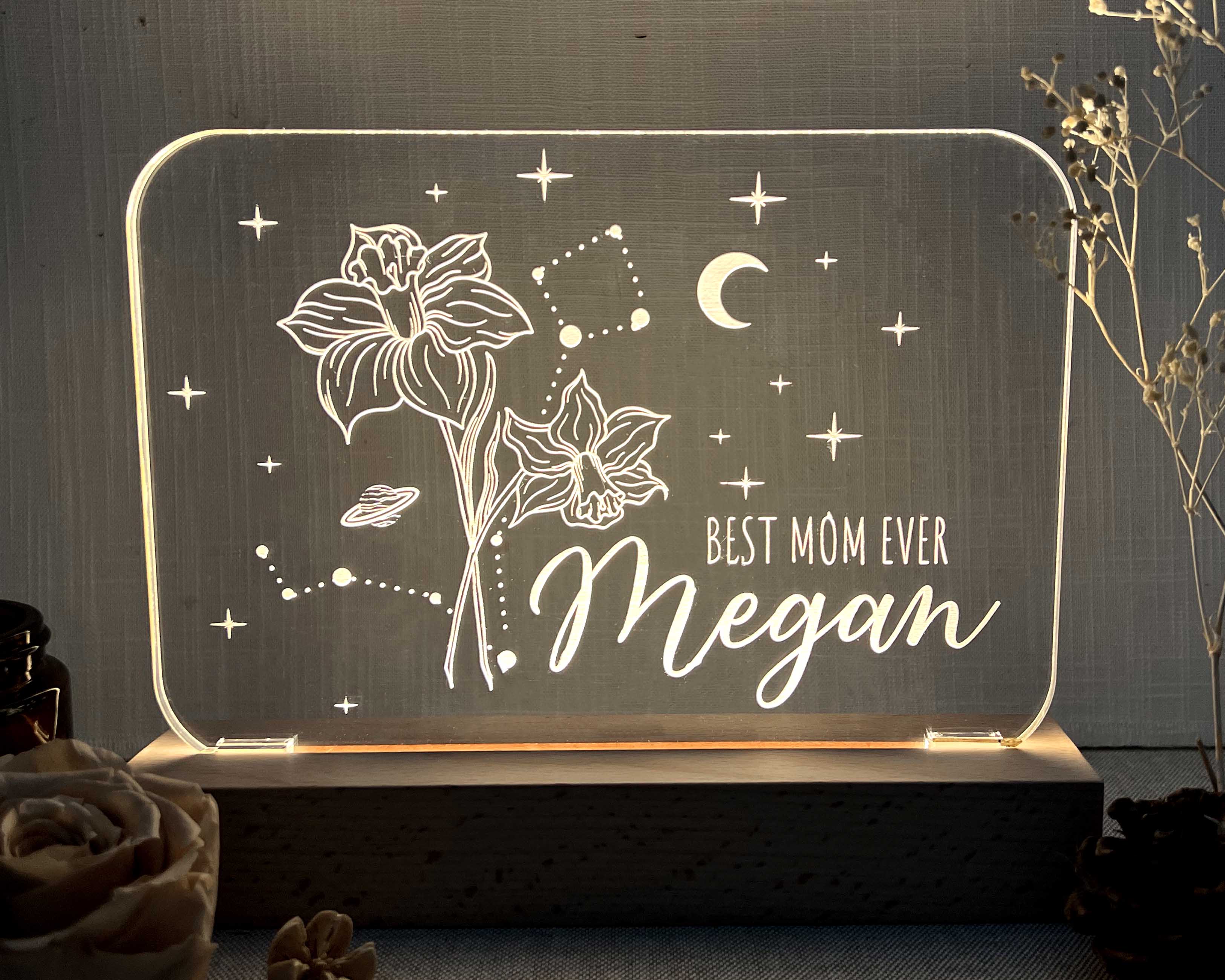 Zodiac Flower Night Light Frame- Multicolor LED