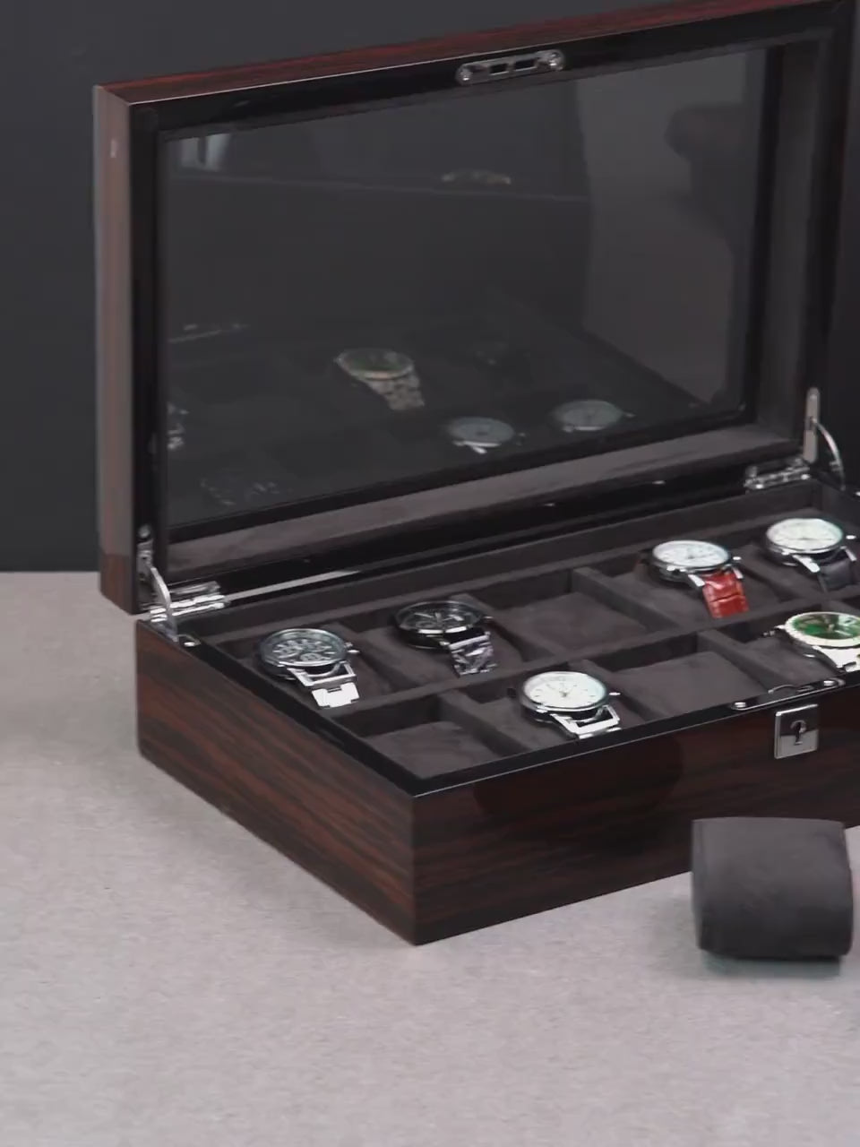 Customized Piano Lacquer Watch Box, Fathers Day Gift, Personalized Men Gift, 6 Slot or 10 Slot Watch Storage, Engraved Watch Organizer