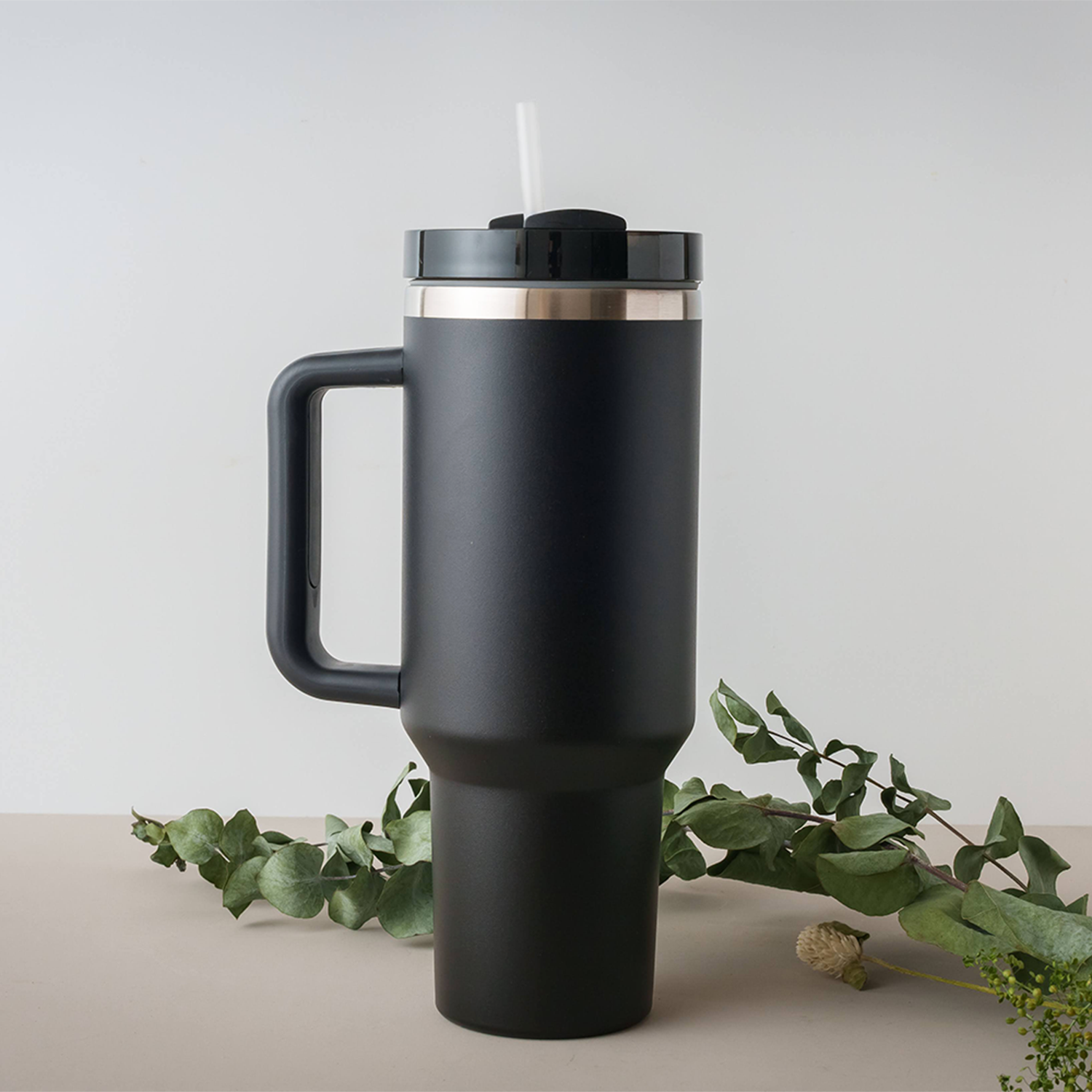 40oz Stainless Steel Tumbler with Handle, Straw, and Lid - Name Design