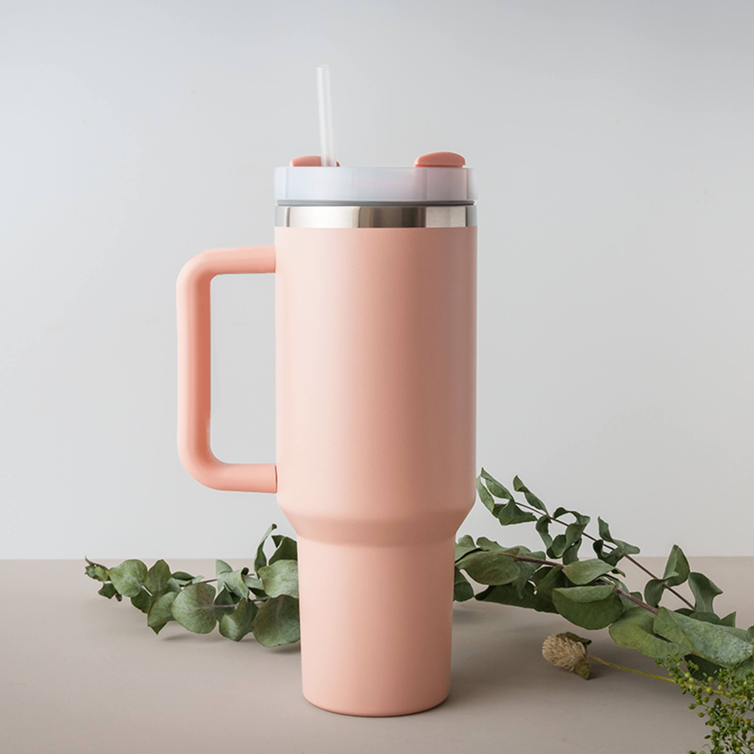40oz Stainless Steel Tumbler with Handle, Straw, and Lid - Name Design