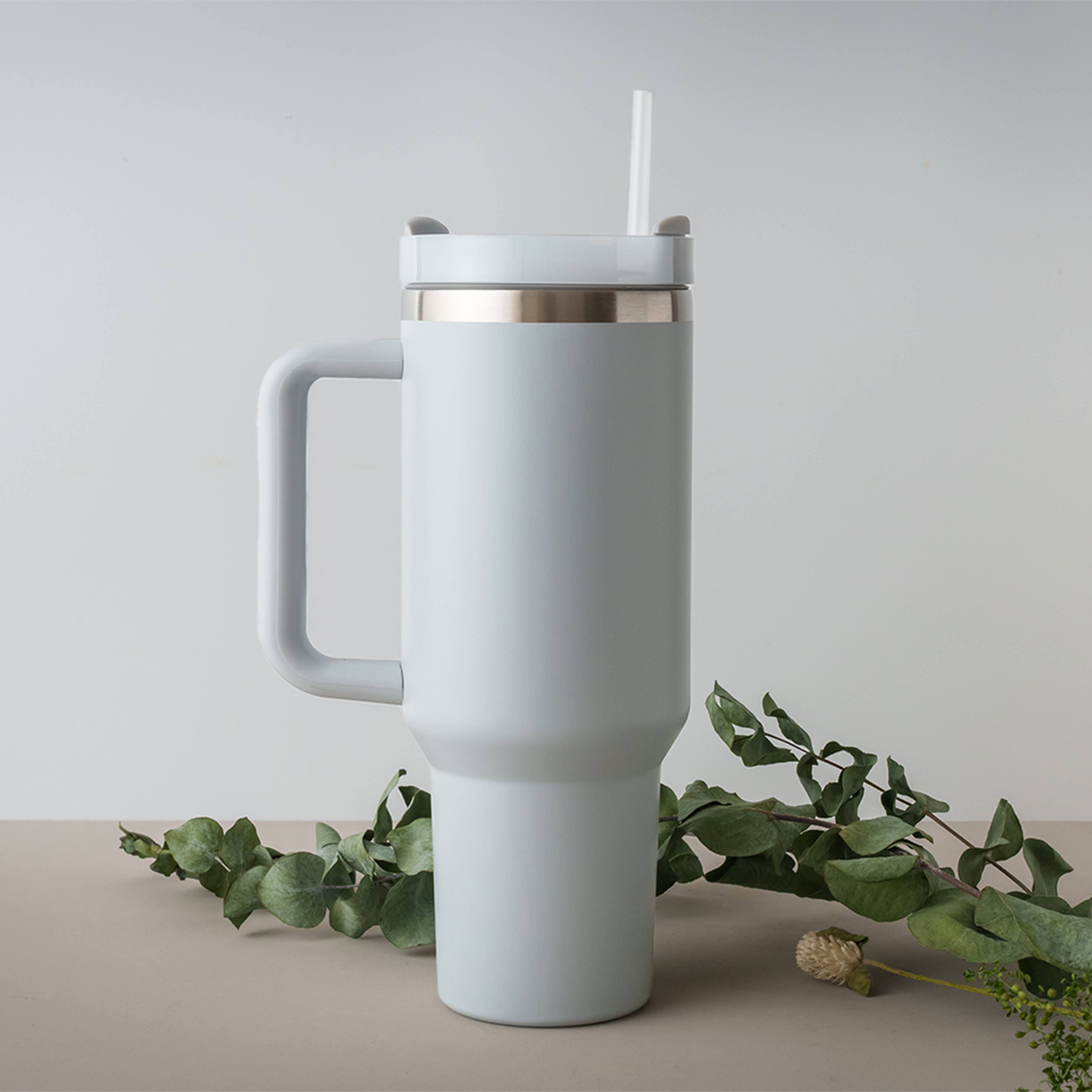 40oz Stainless Steel Tumbler with Handle, Straw, and Lid - Name Design