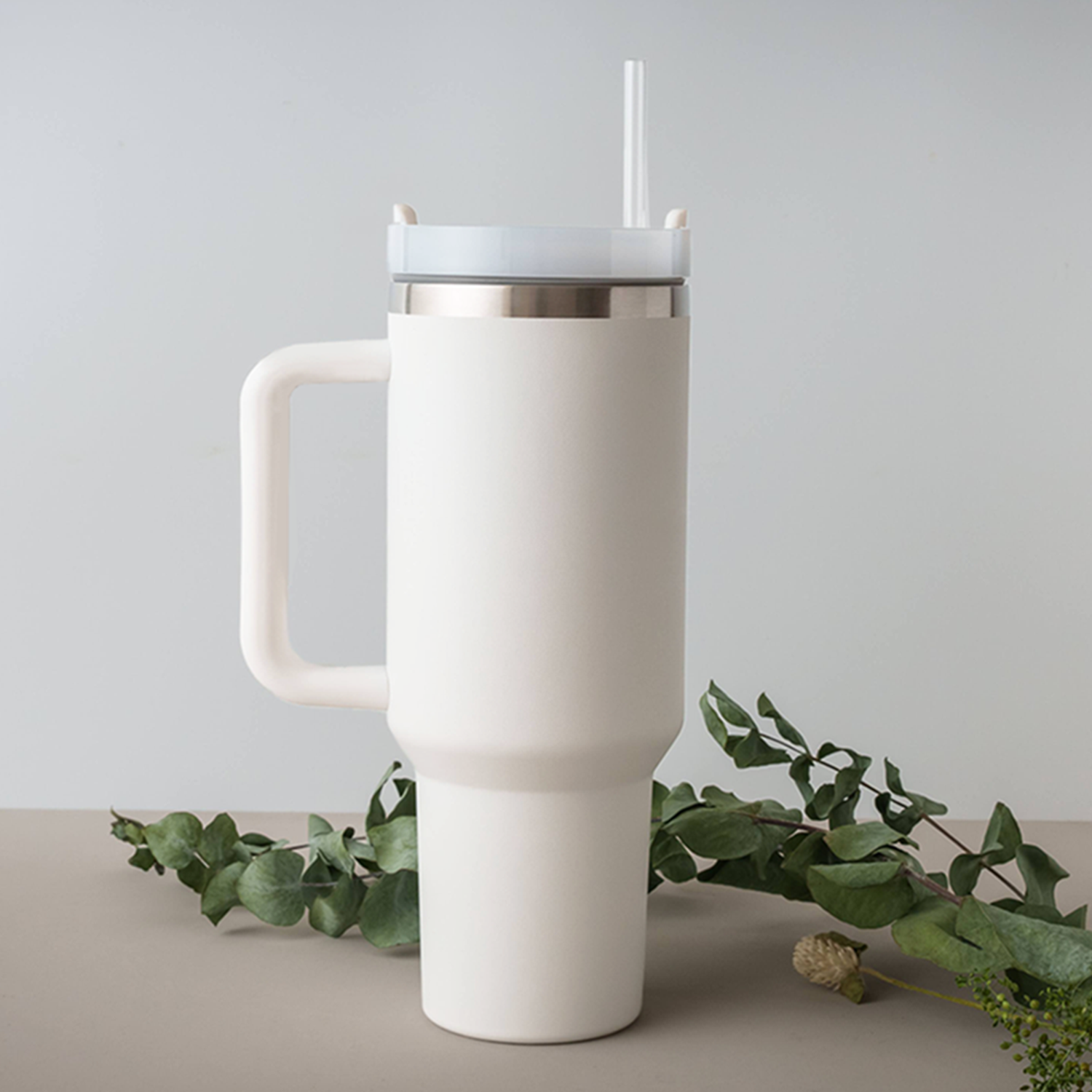 40oz Stainless Steel Tumbler with Handle, Straw, and Lid - Name Design