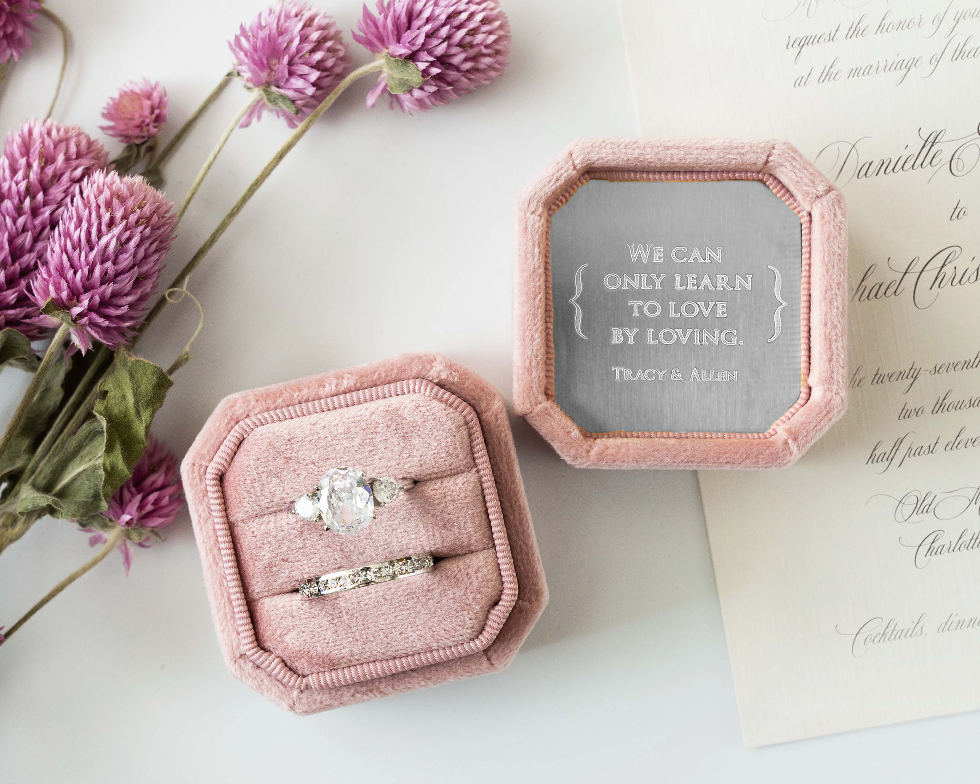 Double Slot Octagon Velvet Ring Box