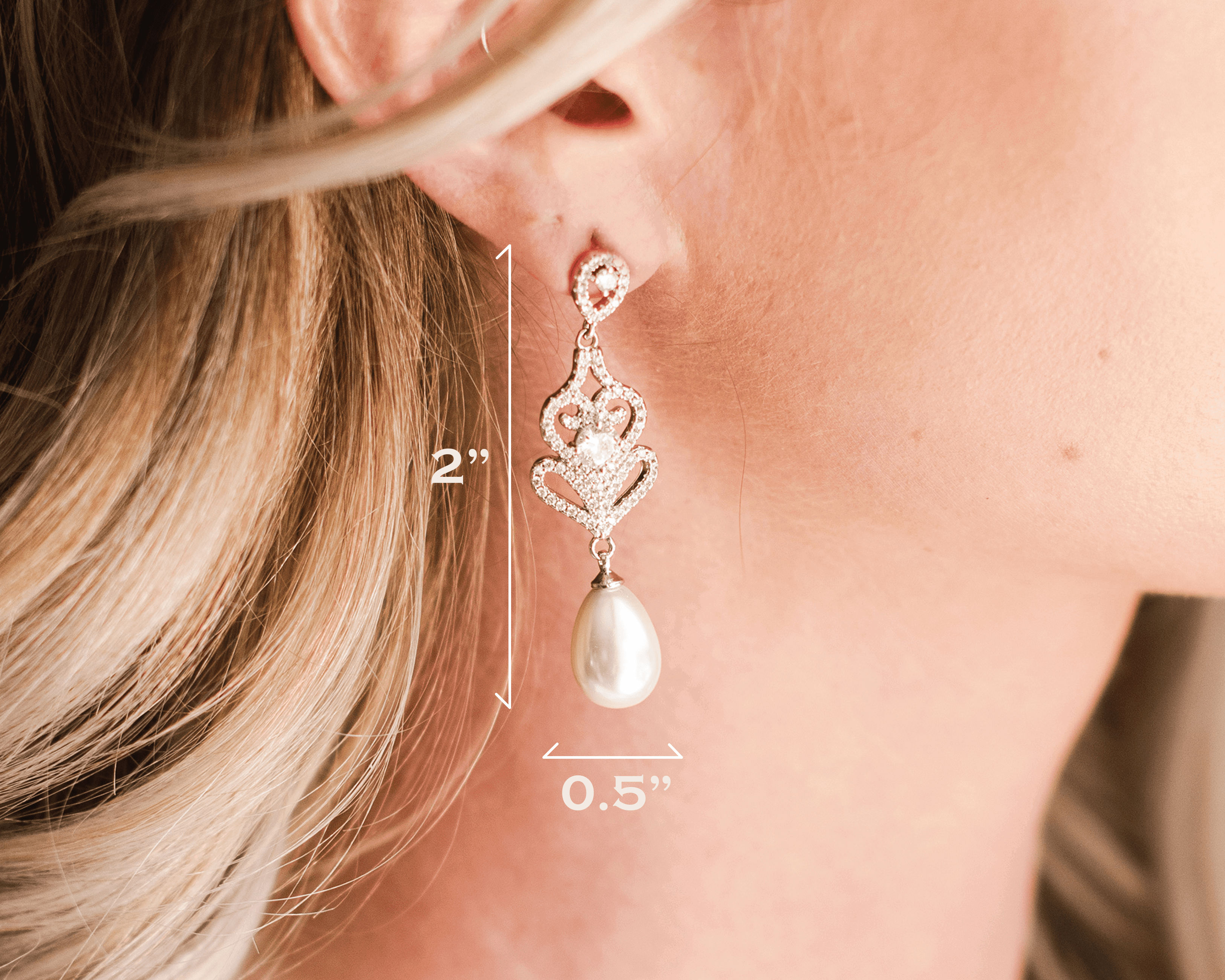 Pearl Drop Earrings - A beautiful bride wear Wedding Pearl Earrings with detail dimension - Hundred Hearts