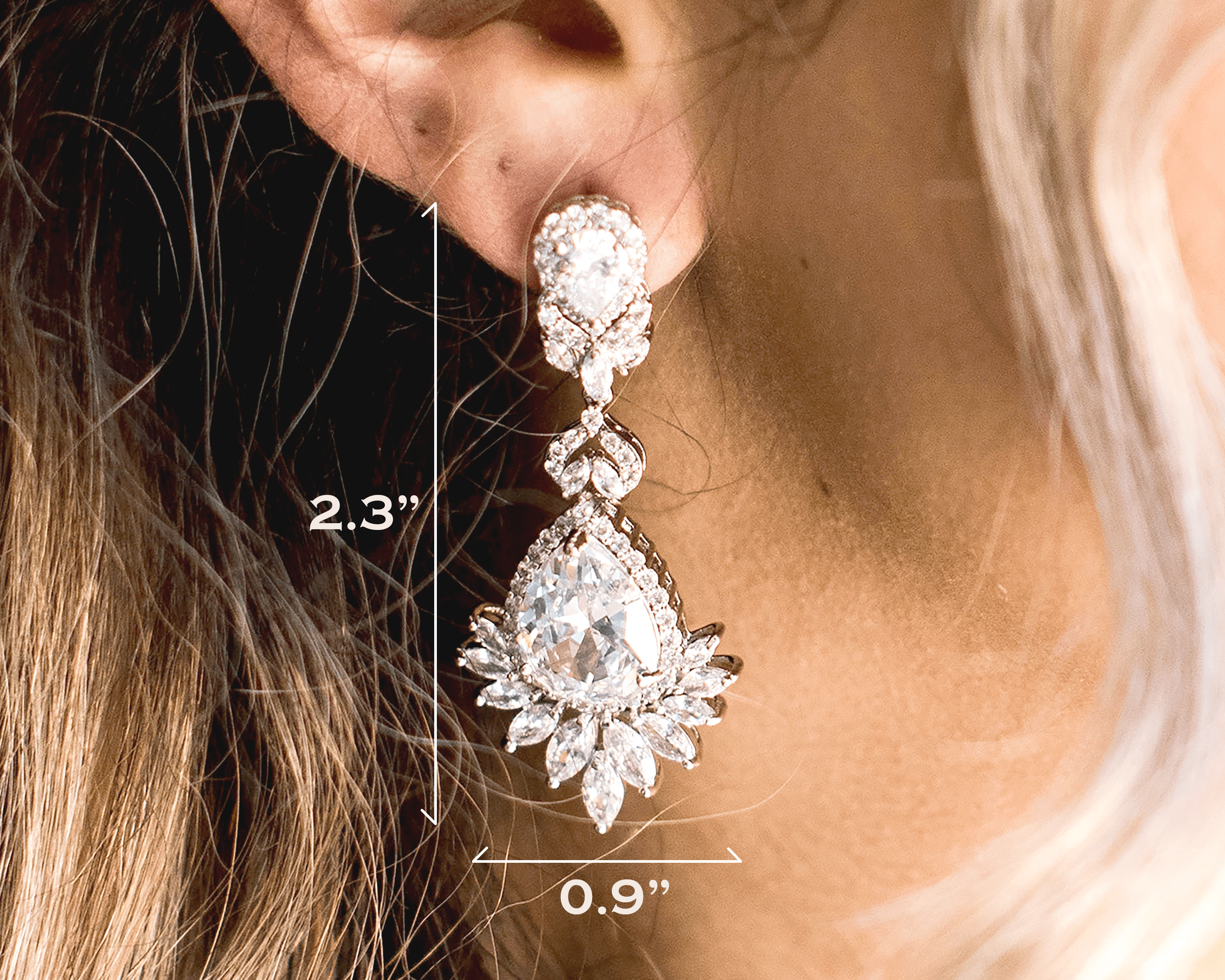 Crystal Chandelier Earrings - A beautiful bride wear Bridal Chandelier Earrings with detail dimention - Hundred Hearts