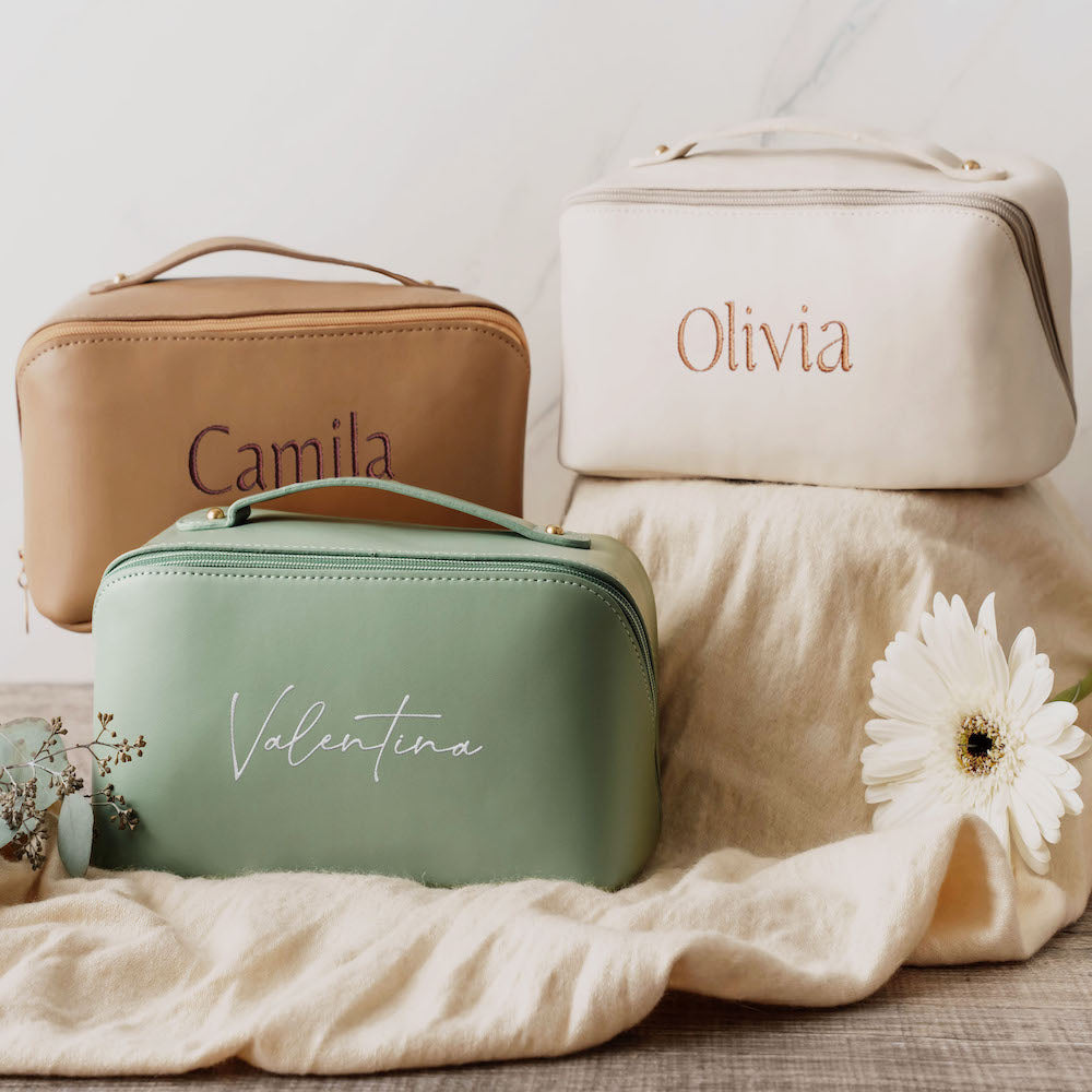 Personalized Vegan Leather Cosmetic Bag