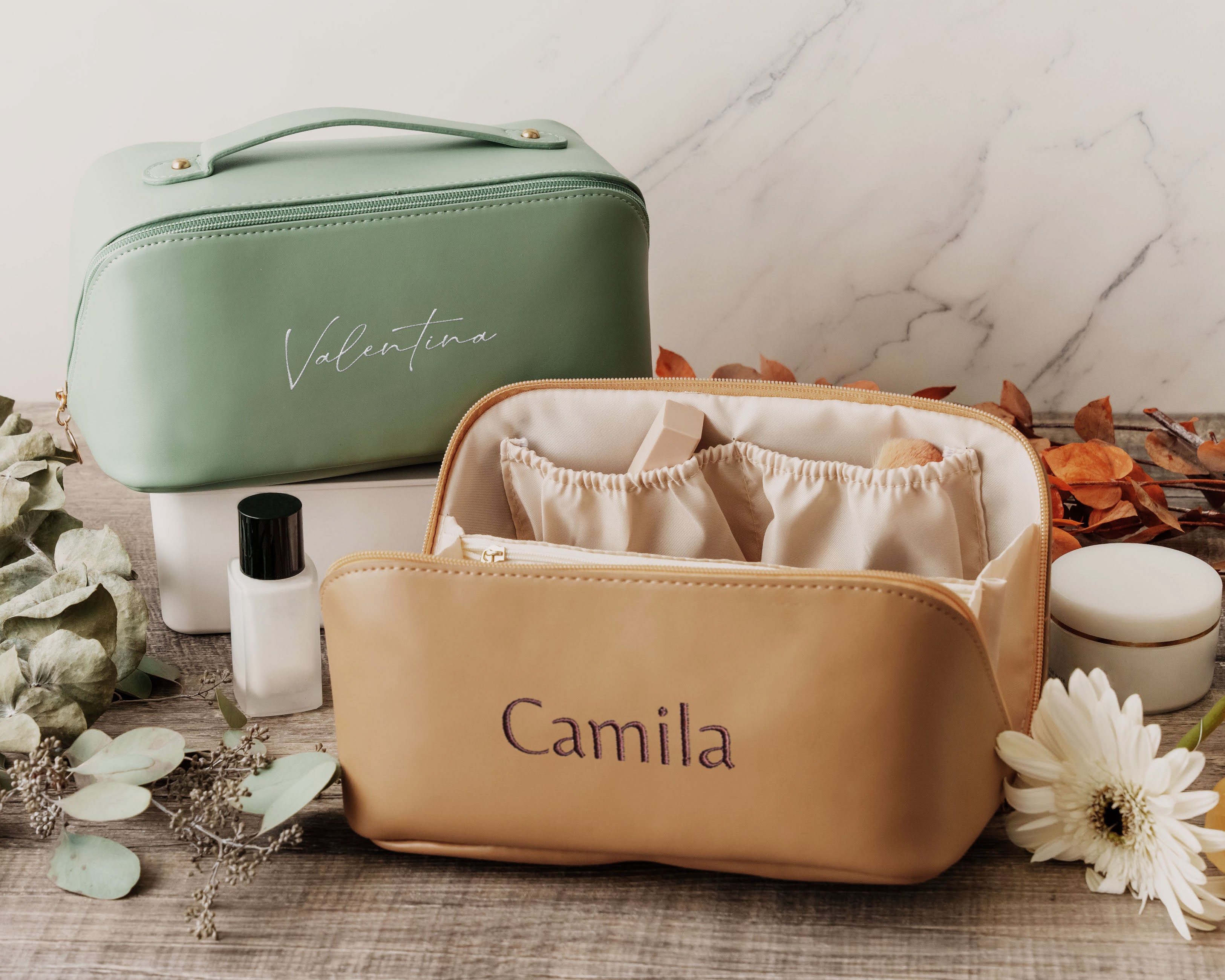 Personalized Vegan Leather Cosmetic Bag