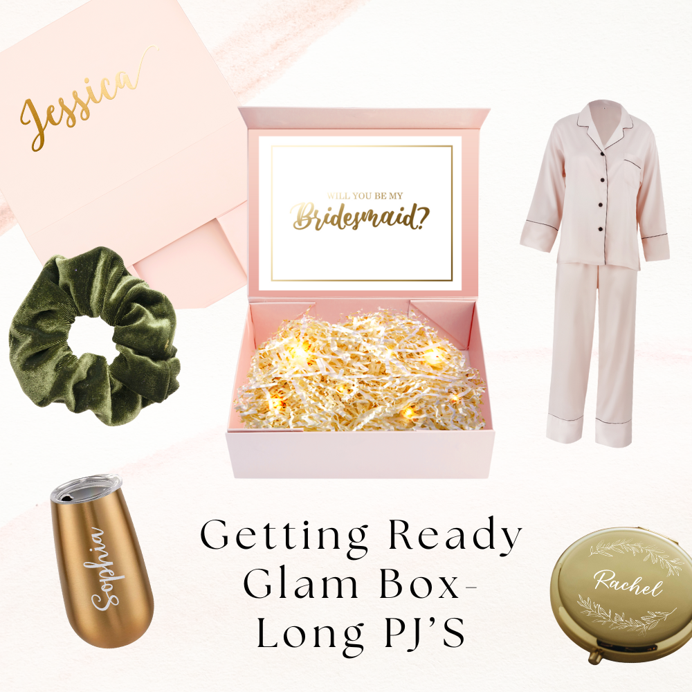 Getting Ready Glam Box - Satin Long Pajamas Set