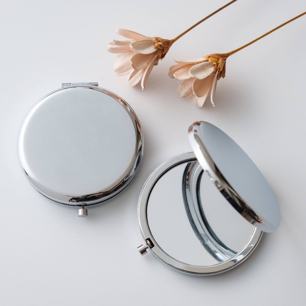 Compact Mirror with Birth Flower Design
