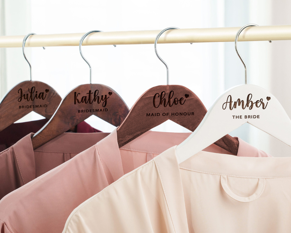 Personalized Bridal Wooden Hangers